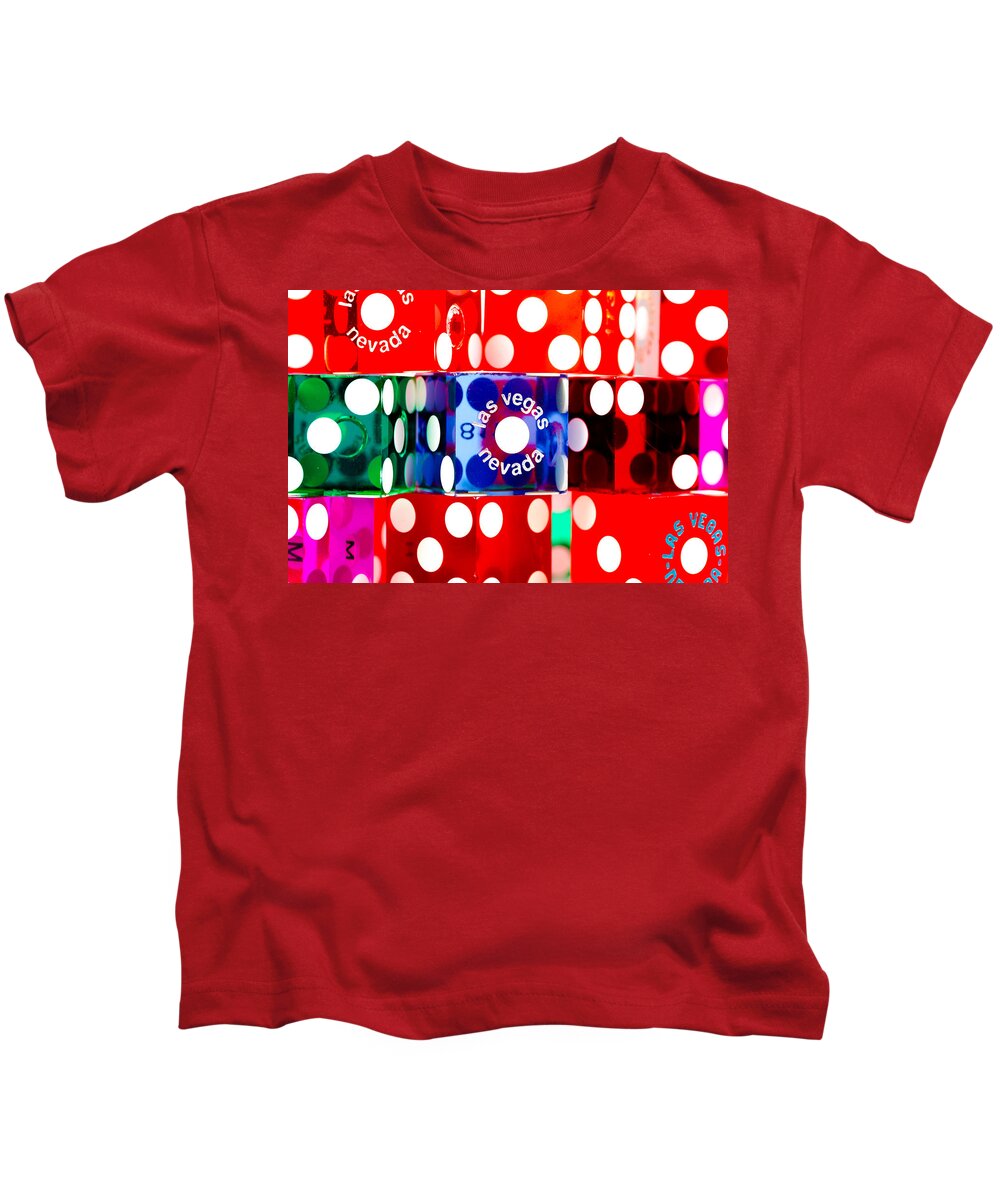 Las Vegas Kids T-Shirt featuring the photograph Colorful Dice by Raul Rodriguez