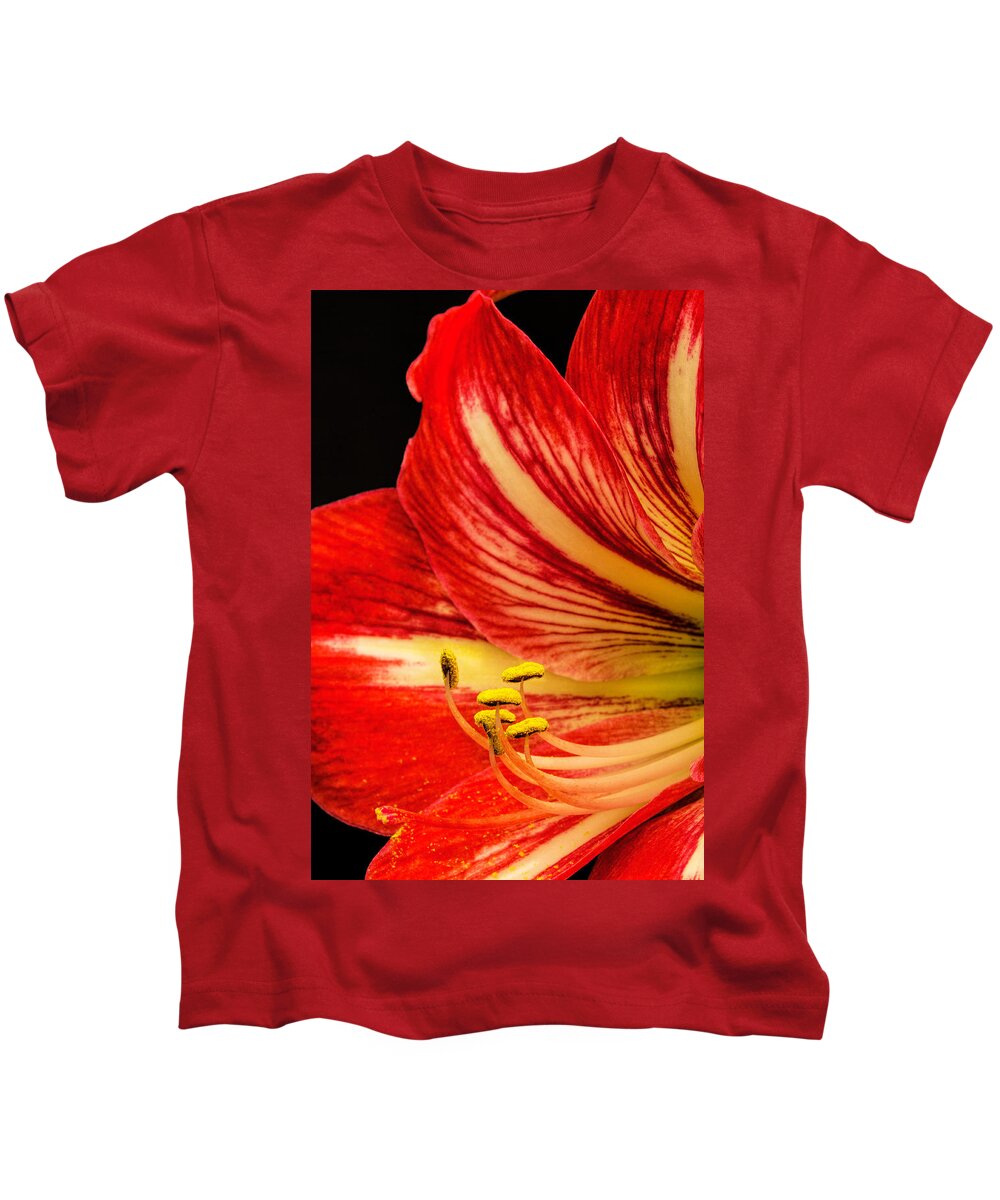 Art Prints Kids T-Shirt featuring the photograph Amaryllis Pollen by Dave Bosse