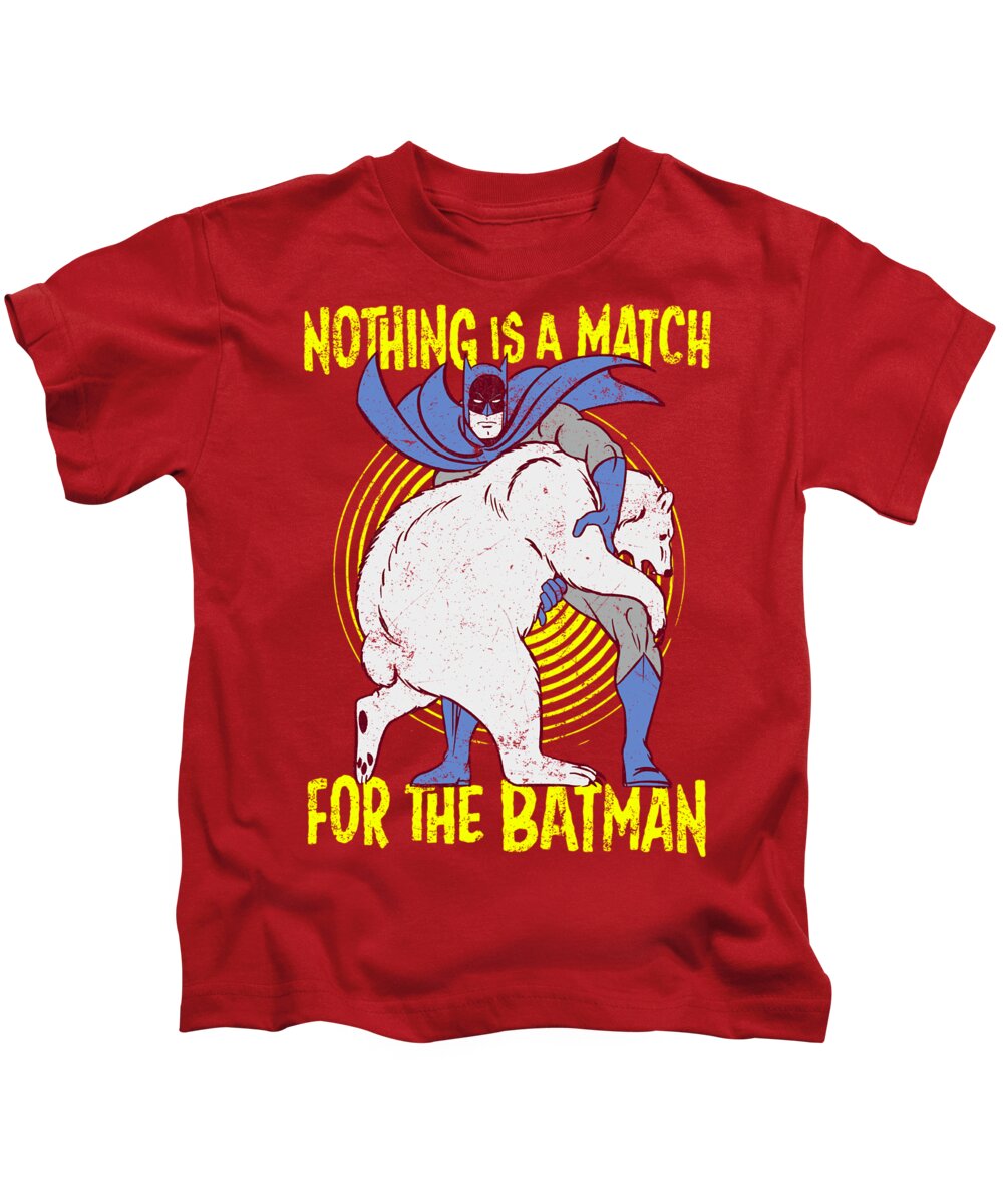  Kids T-Shirt featuring the digital art Batman - Bear Wrastling by Brand A