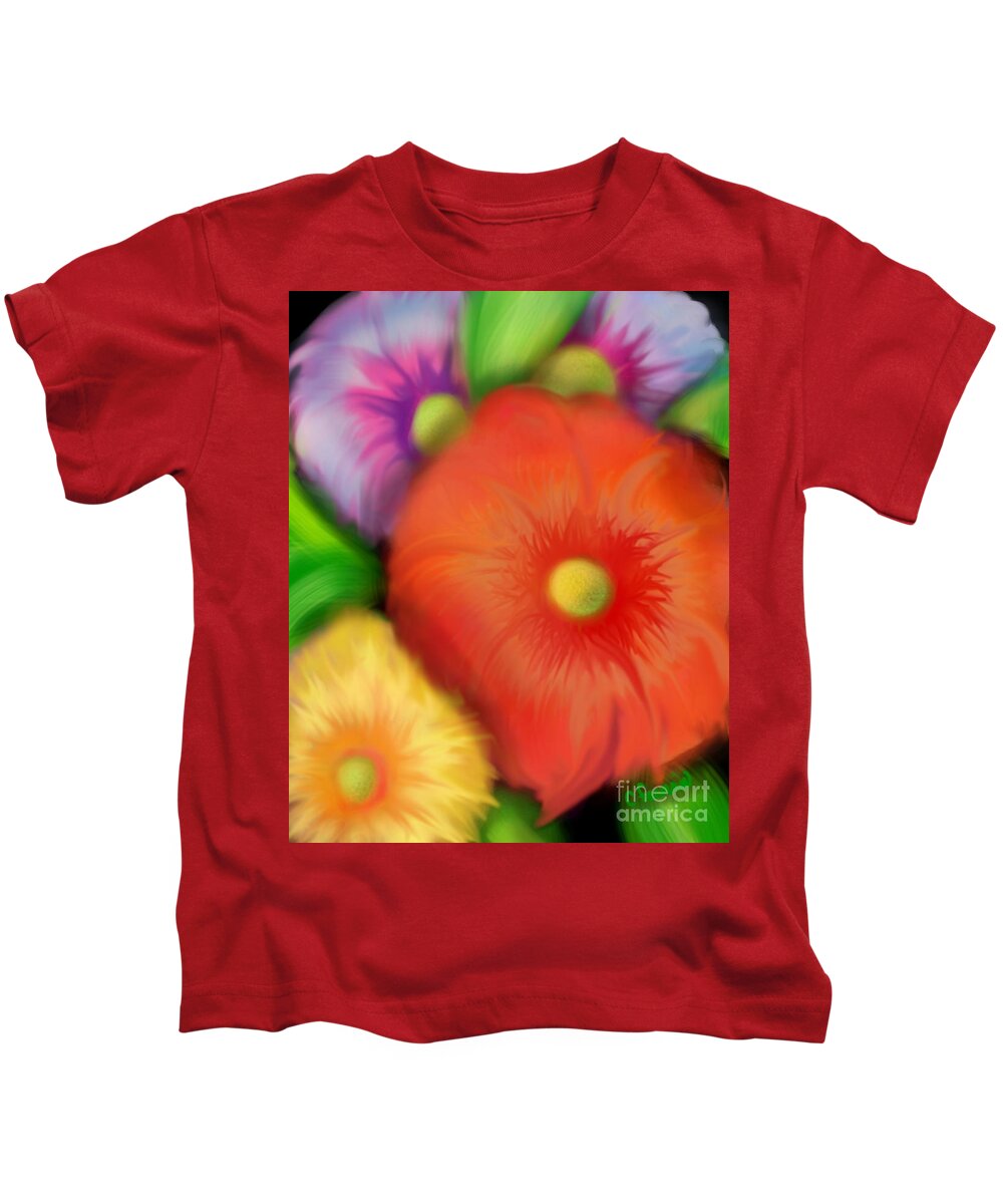 Floral Kids T-Shirt featuring the digital art Big Blooms by Christine Fournier