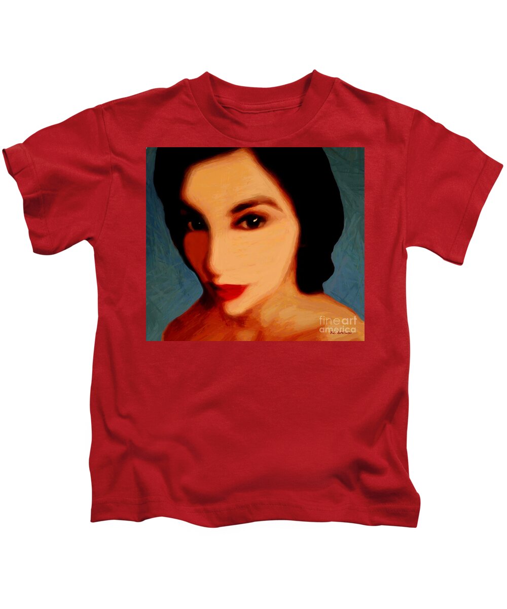 Portrait Kids T-Shirt featuring the painting Black-Eyed Beauty by RC DeWinter