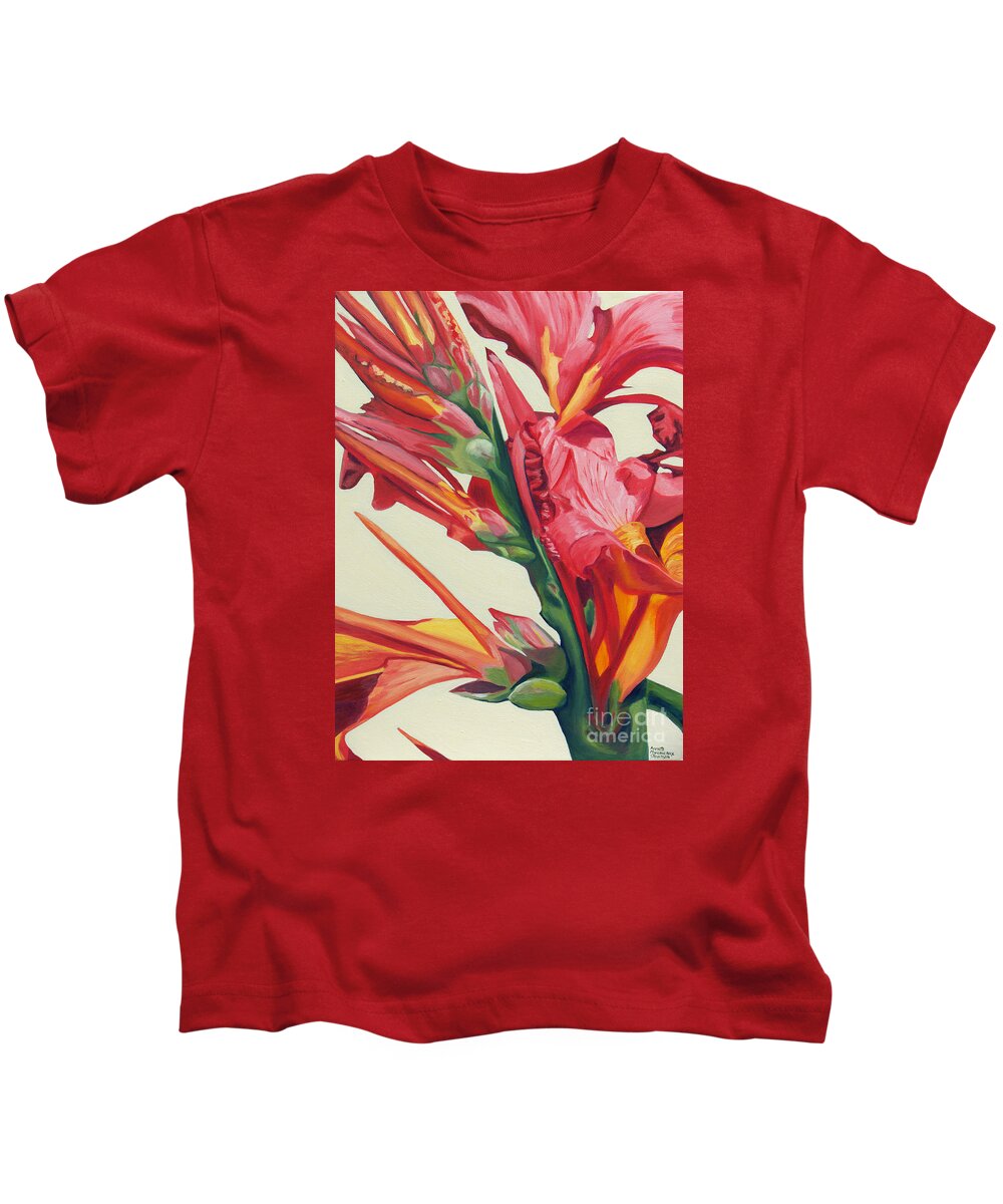 Canna Lily Kids T-Shirt featuring the painting Canna Lily by Annette M Stevenson