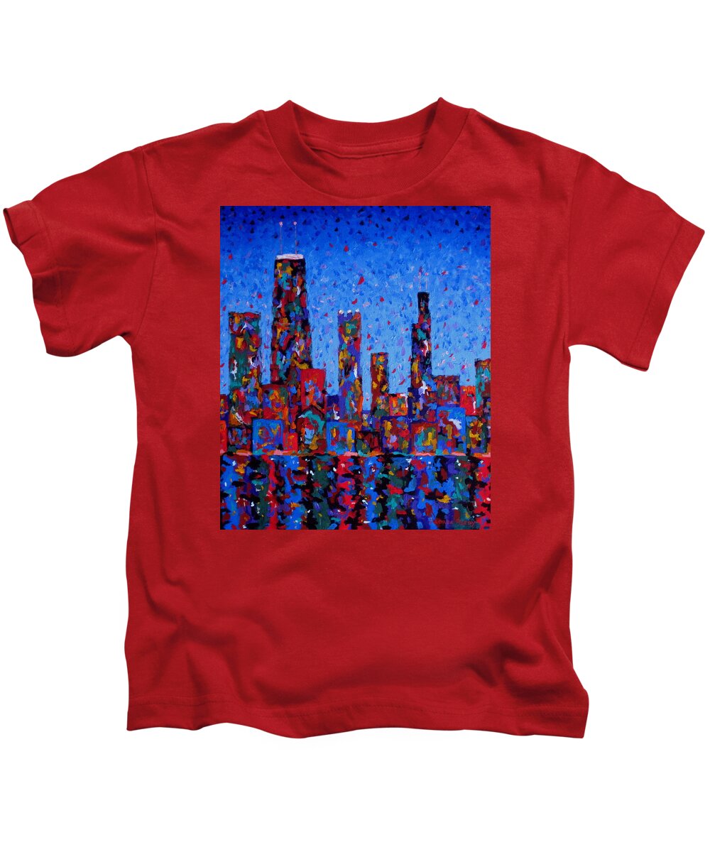 Chicago Kids T-Shirt featuring the painting Celebration City - vertical by J Loren Reedy