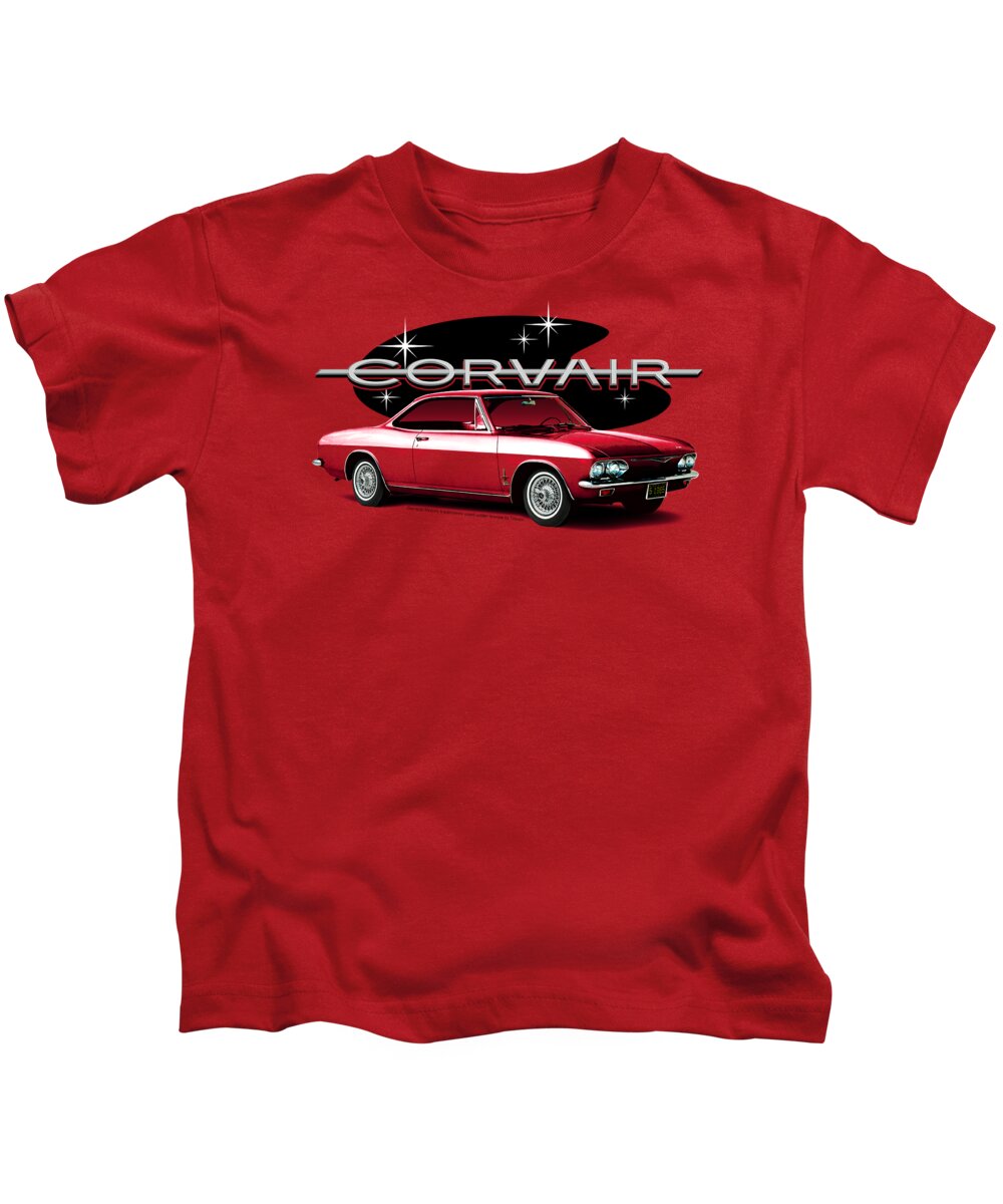  Kids T-Shirt featuring the digital art Chevrolet - 65 Corvair Mona Spyda Coupe by Brand A
