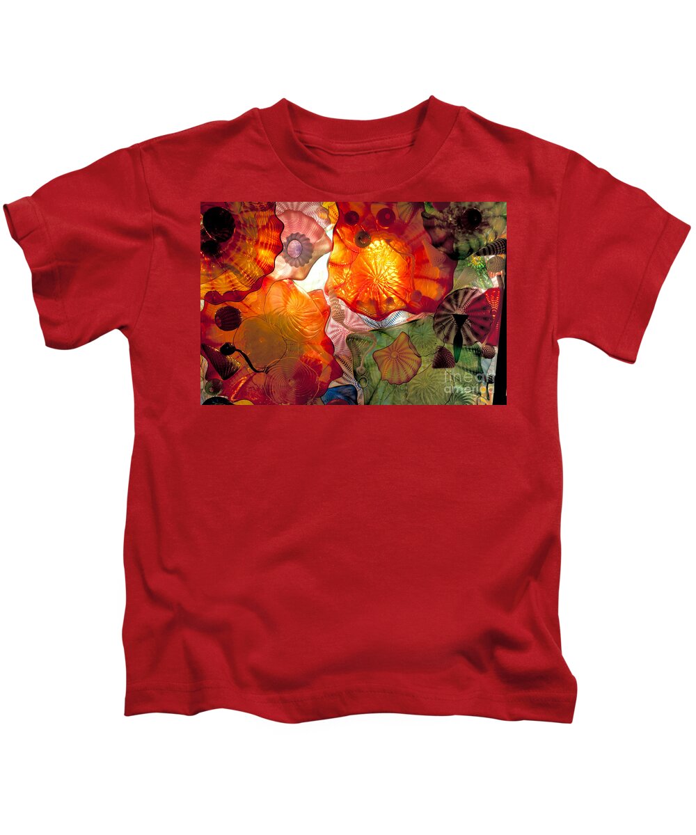 Art Kids T-Shirt featuring the photograph Chihulys Seaform Pavilion At Night by Mark Newman