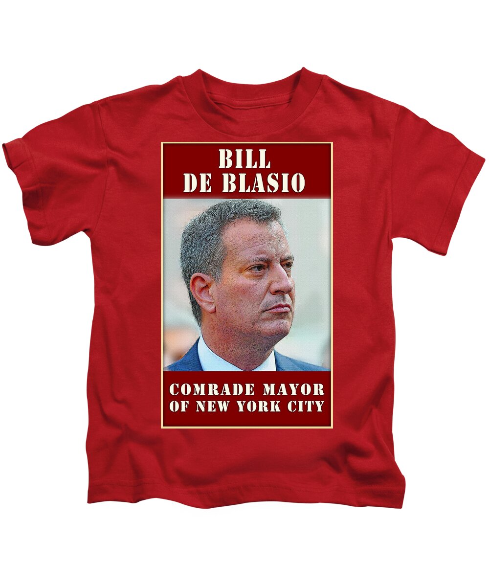 De Blasio Kids T-Shirt featuring the painting Comrade Mayor - Nbr 1 by Will Barger