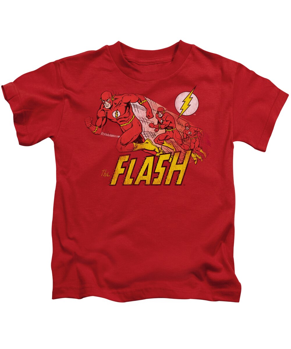 The Flash Kids T-Shirt featuring the digital art Dc - Crimson Comet by Brand A