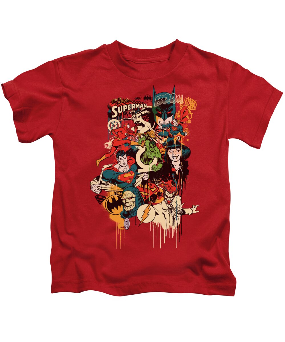 Detective Comics Kids T-Shirt featuring the digital art Dc - Dripping Characters by Brand A