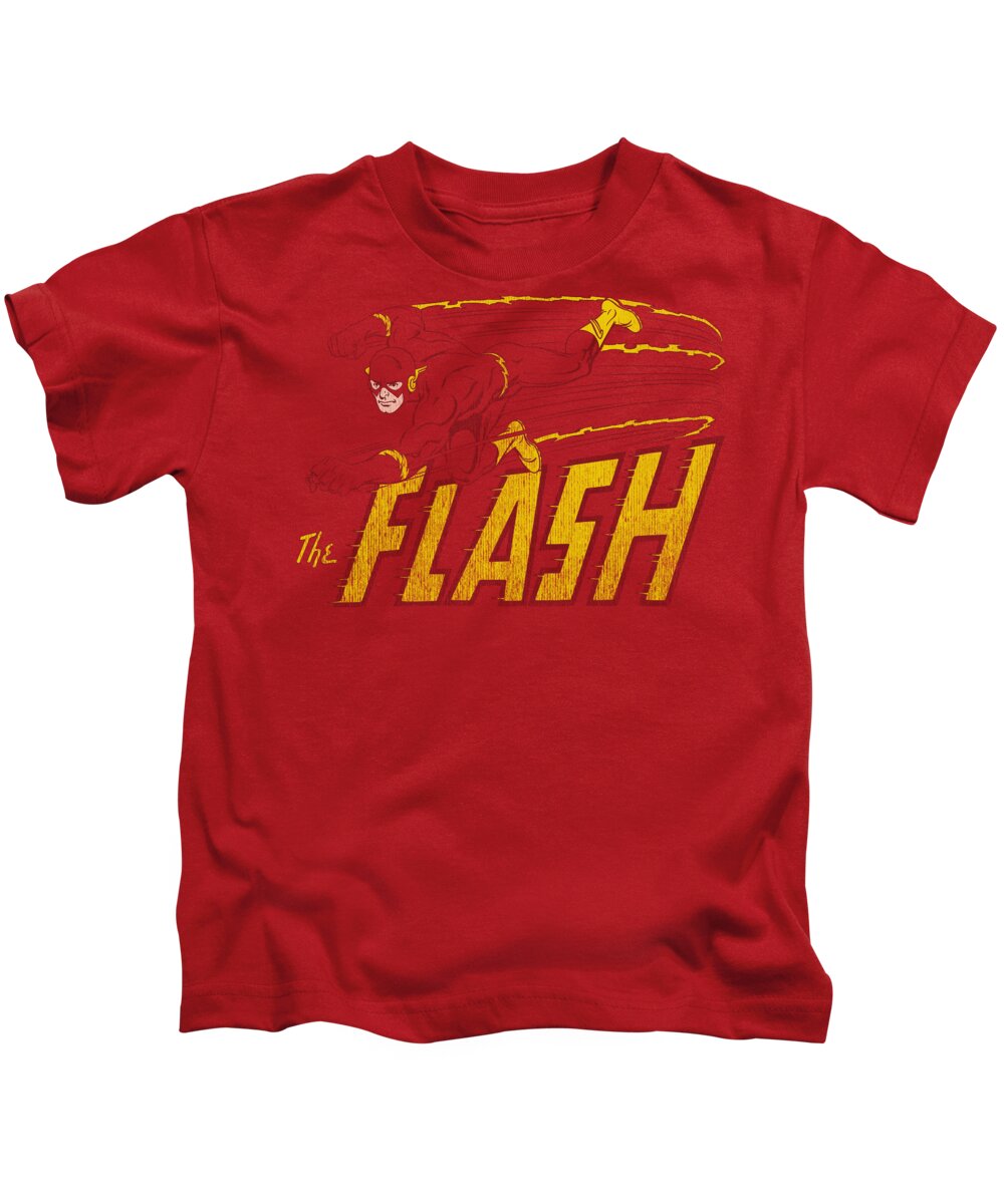 Dc Comics Kids T-Shirt featuring the digital art Dc - Flash Speed Distressed by Brand A