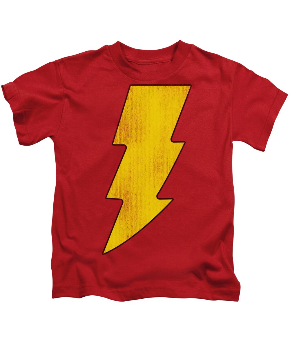Dc Comics Kids T-Shirt featuring the digital art Dc - Shazam Logo Distressed by Brand A