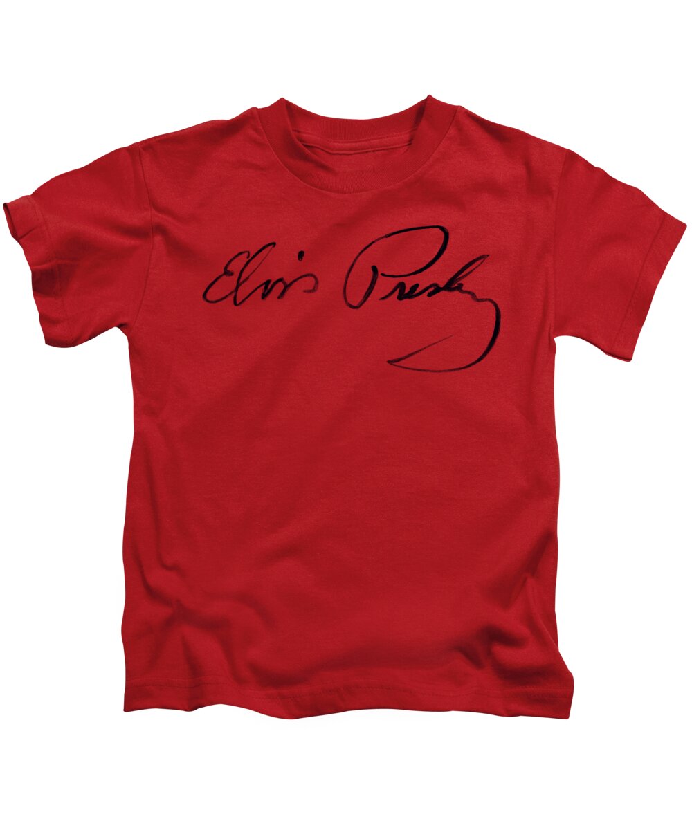  Kids T-Shirt featuring the digital art Elvis - Signature Sketch by Brand A