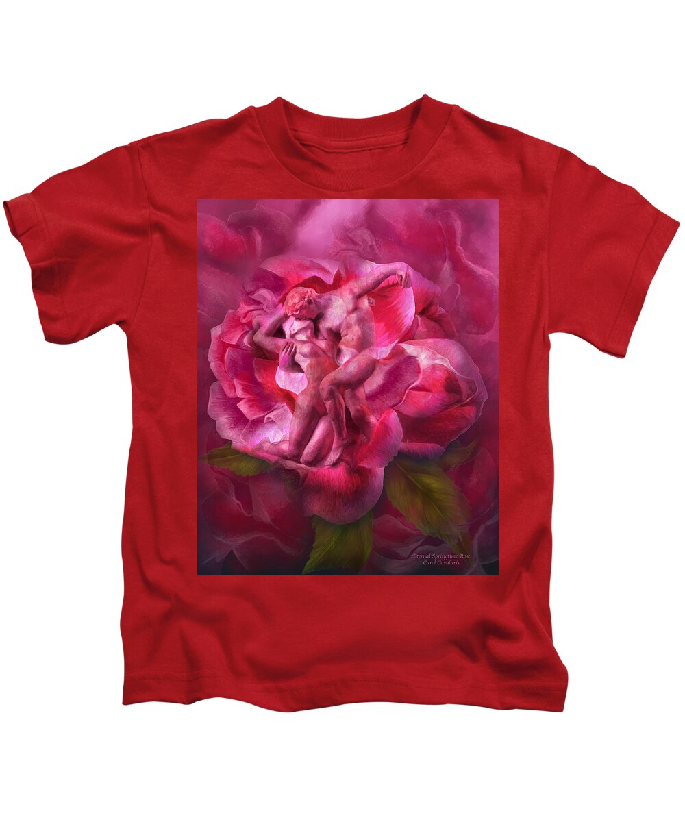 Rose Kids T-Shirt featuring the mixed media Eternal Springtime Rose by Carol Cavalaris