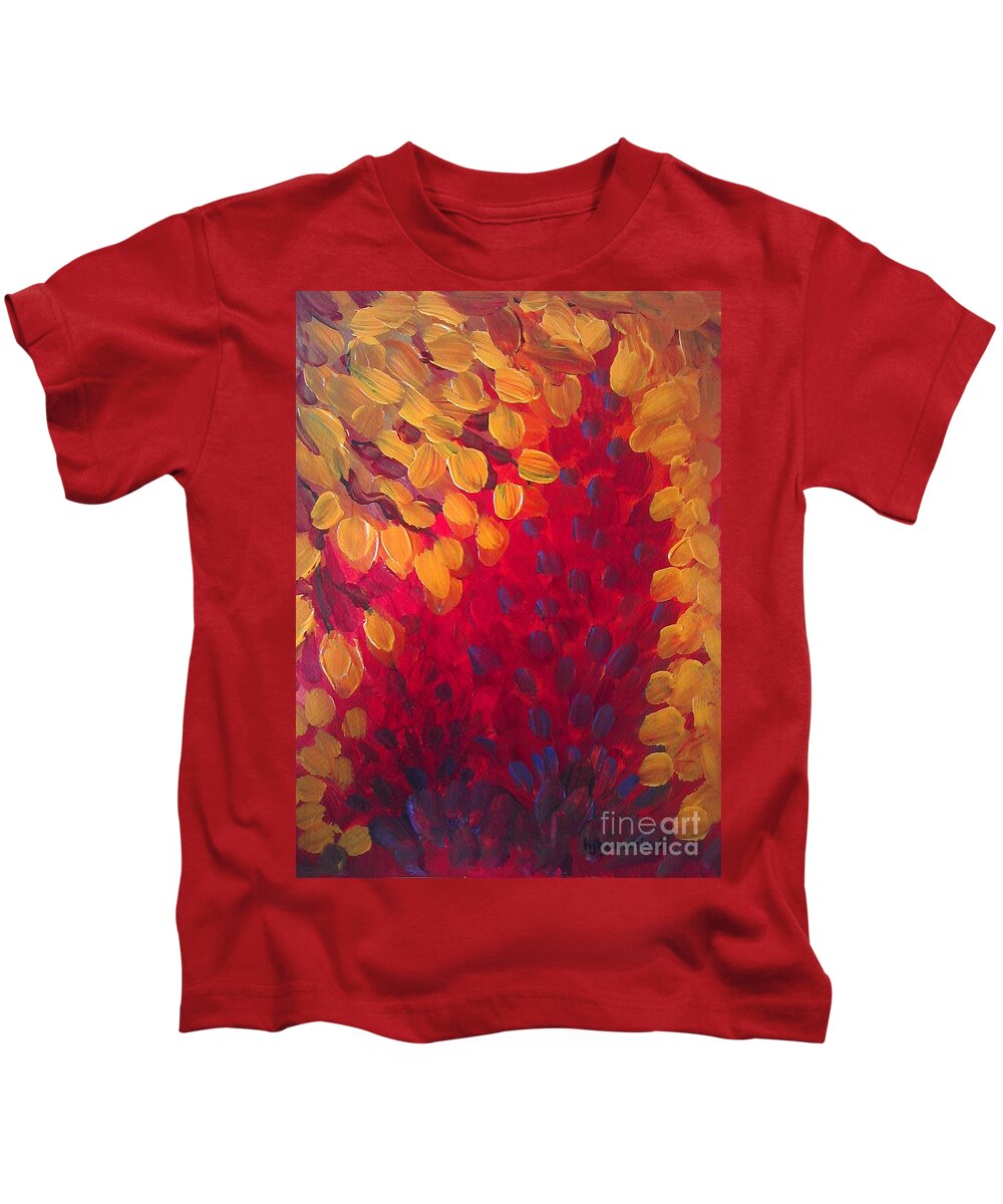 Abstract Kids T-Shirt featuring the painting Fall Flurry by Holly Carmichael