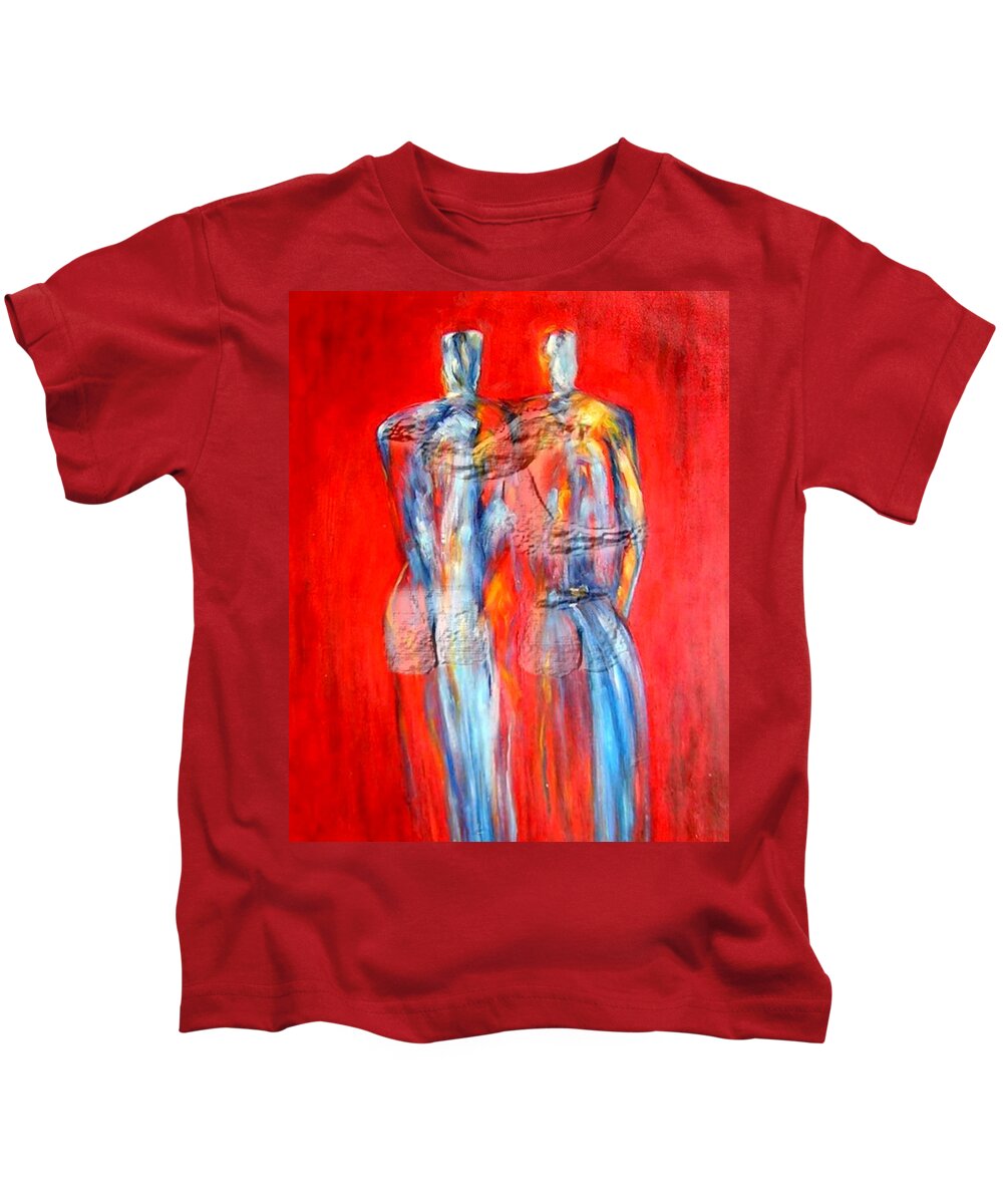 Friends Kids T-Shirt featuring the painting Friends by Troy Caperton