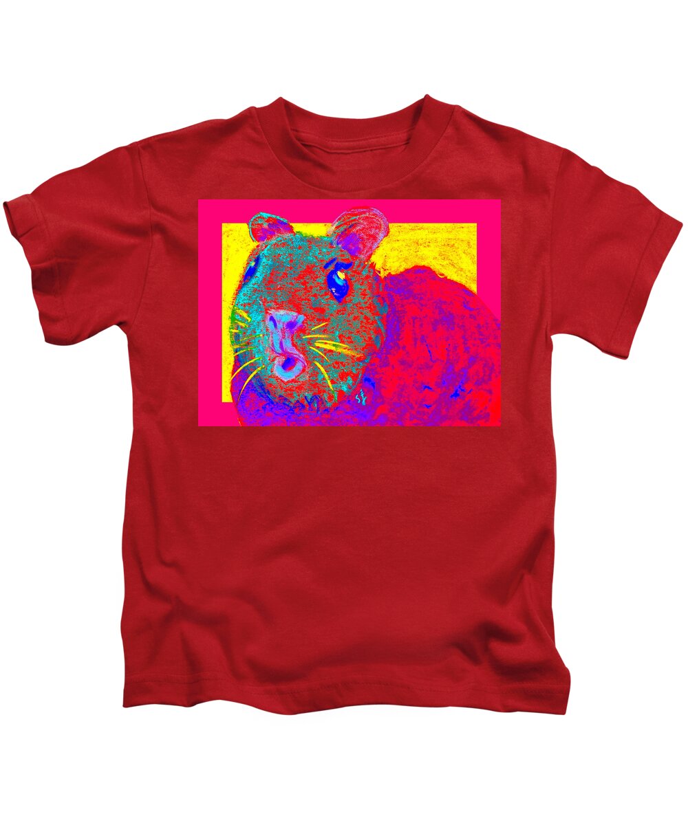 Guinea Pig Kids T-Shirt featuring the painting Funky Guinea Pig by Sue Jacobi