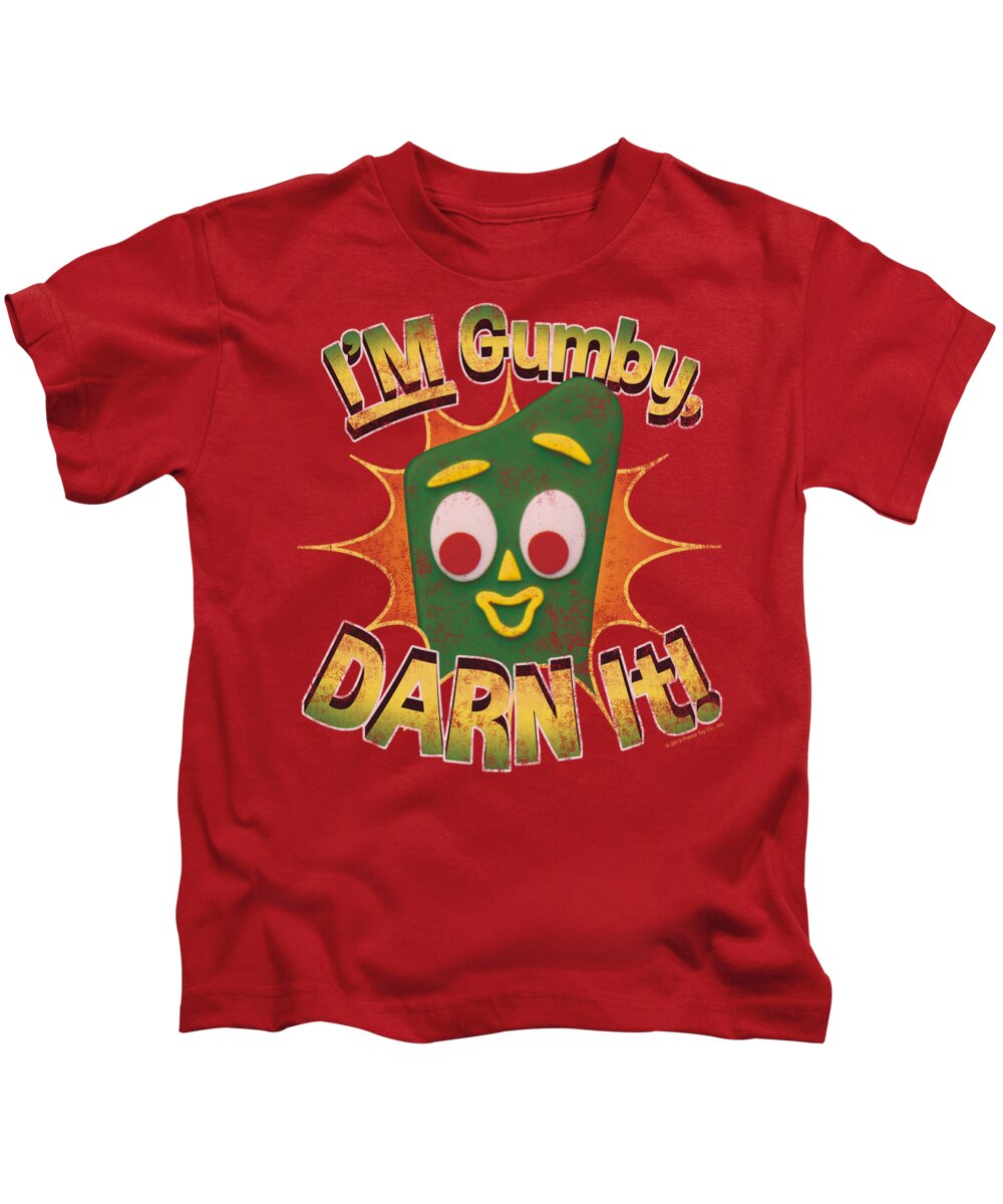 Gumby Kids T-Shirt featuring the digital art Gumby - Darn It by Brand A