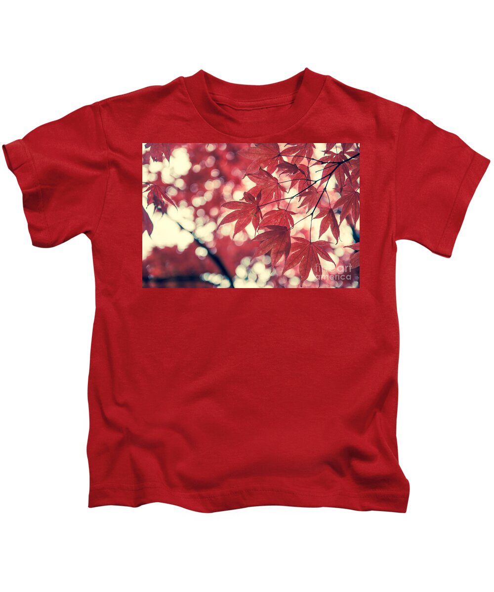 Autumn Kids T-Shirt featuring the photograph Japanese Maple Leaves - Vintage by Hannes Cmarits