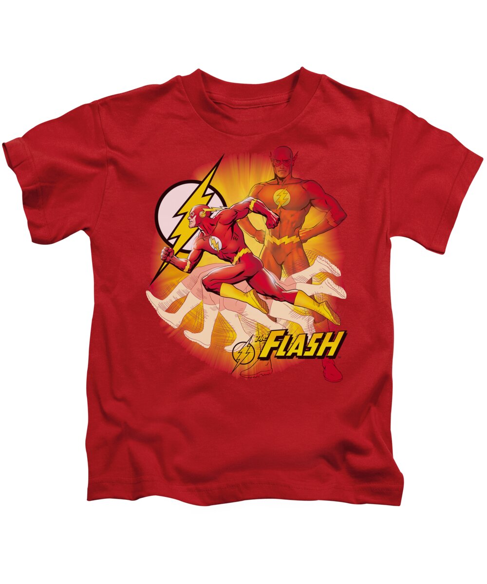 Justice League Of America Kids T-Shirt featuring the digital art Jla - Lightning Fast by Brand A