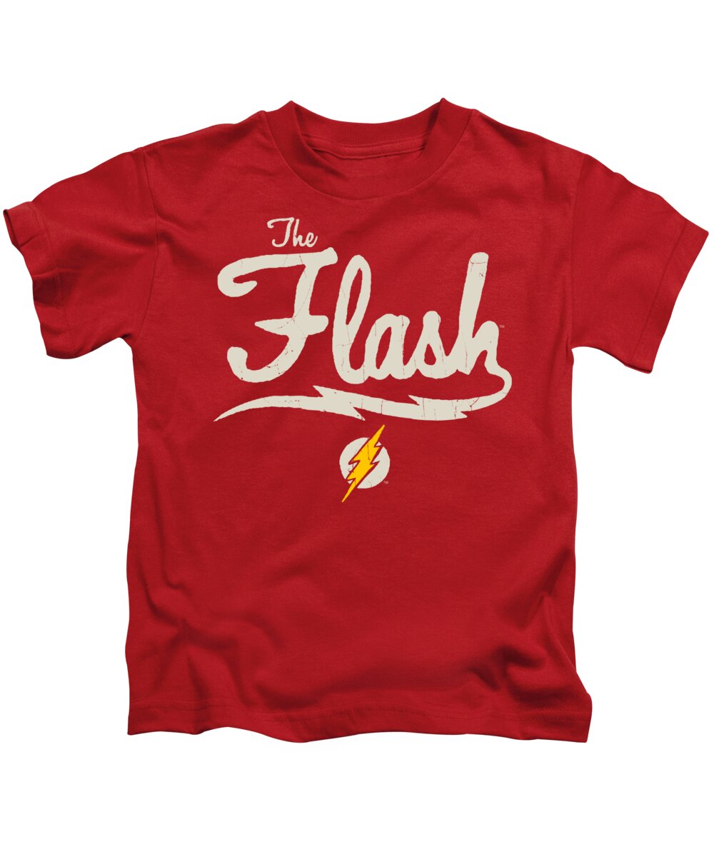  Kids T-Shirt featuring the digital art Jla - Old School Flash by Brand A