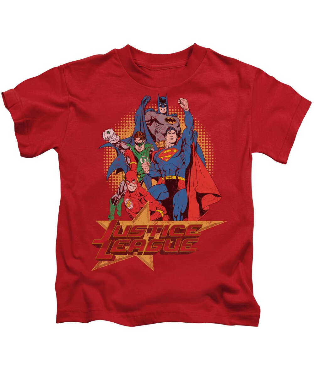 Justice League Of America Kids T-Shirt featuring the digital art Jla - Raise Your Fist by Brand A