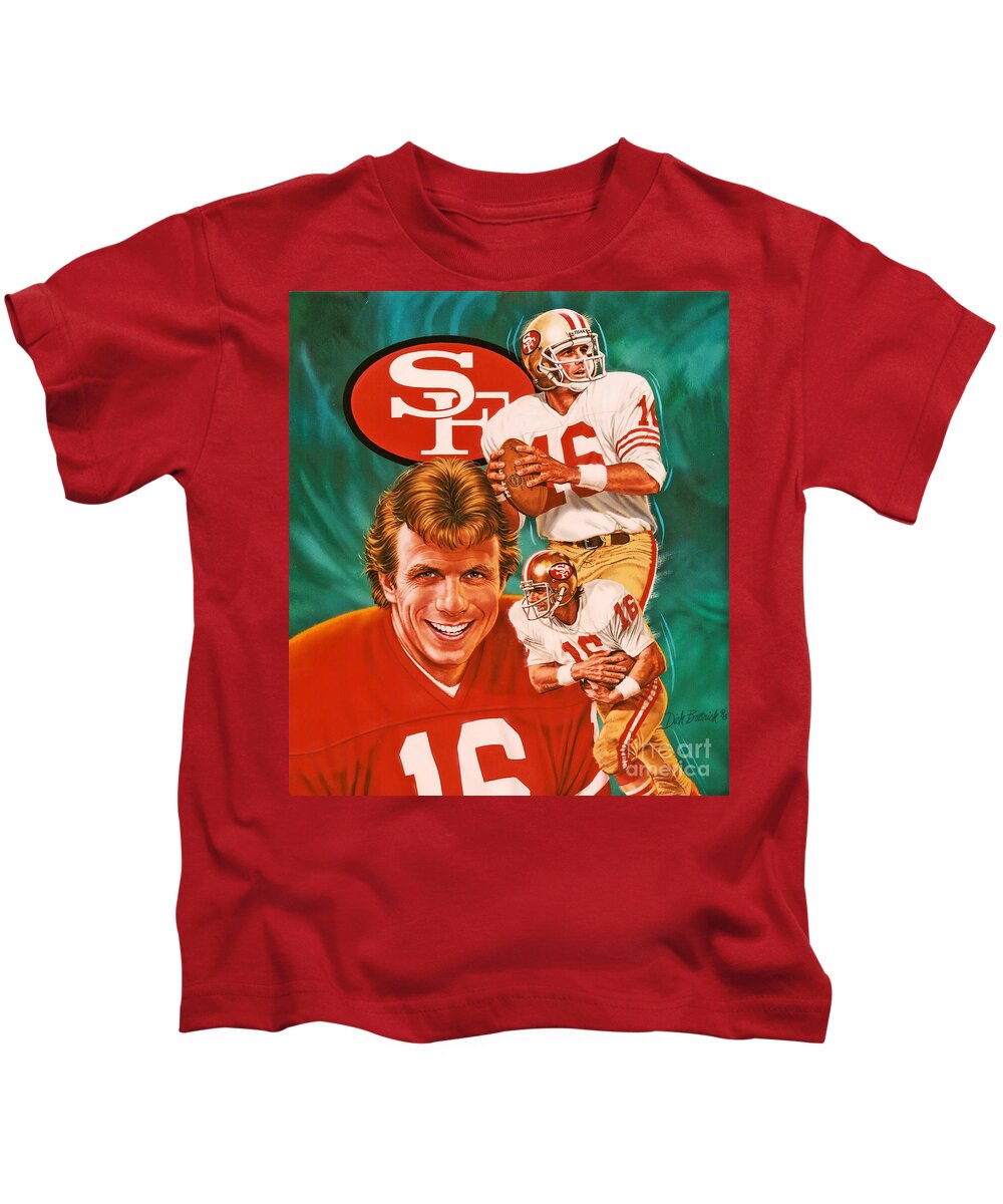 Sports Kids T-Shirt featuring the photograph Joe Montana by Dick Bobnick