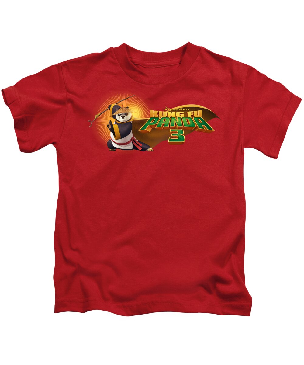  Kids T-Shirt featuring the digital art Kung Fu Panda - Po Logo by Brand A