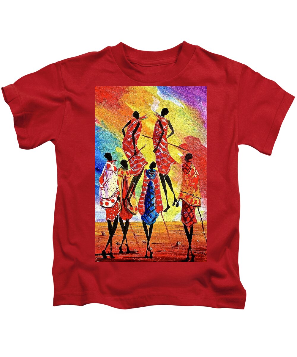 Albert Lizah Kids T-Shirt featuring the painting L 129 by Albert Lizah