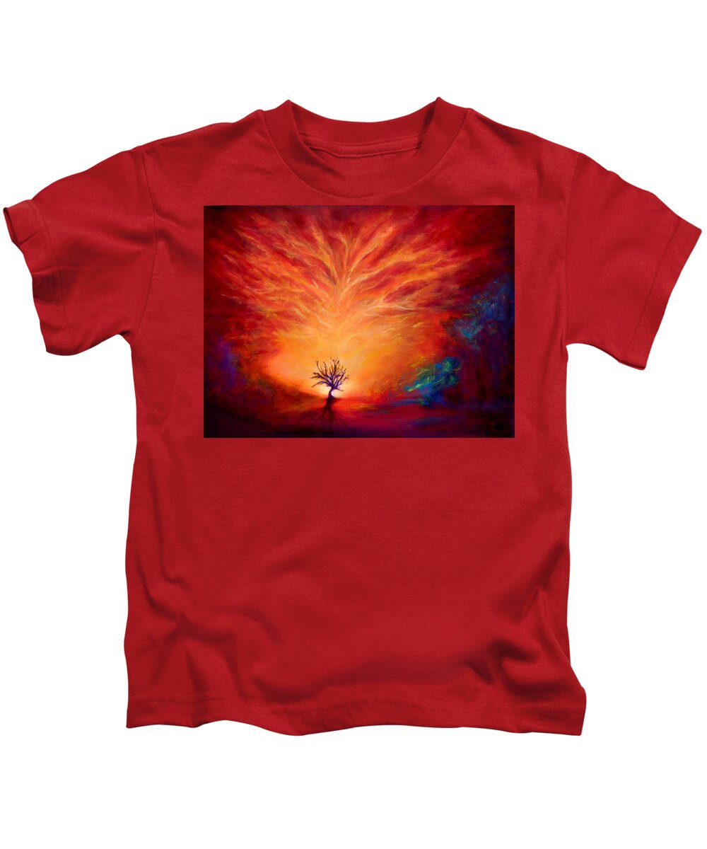 Lonely Kids T-Shirt featuring the painting Lonely Tree and Crazy sky by Lilia S