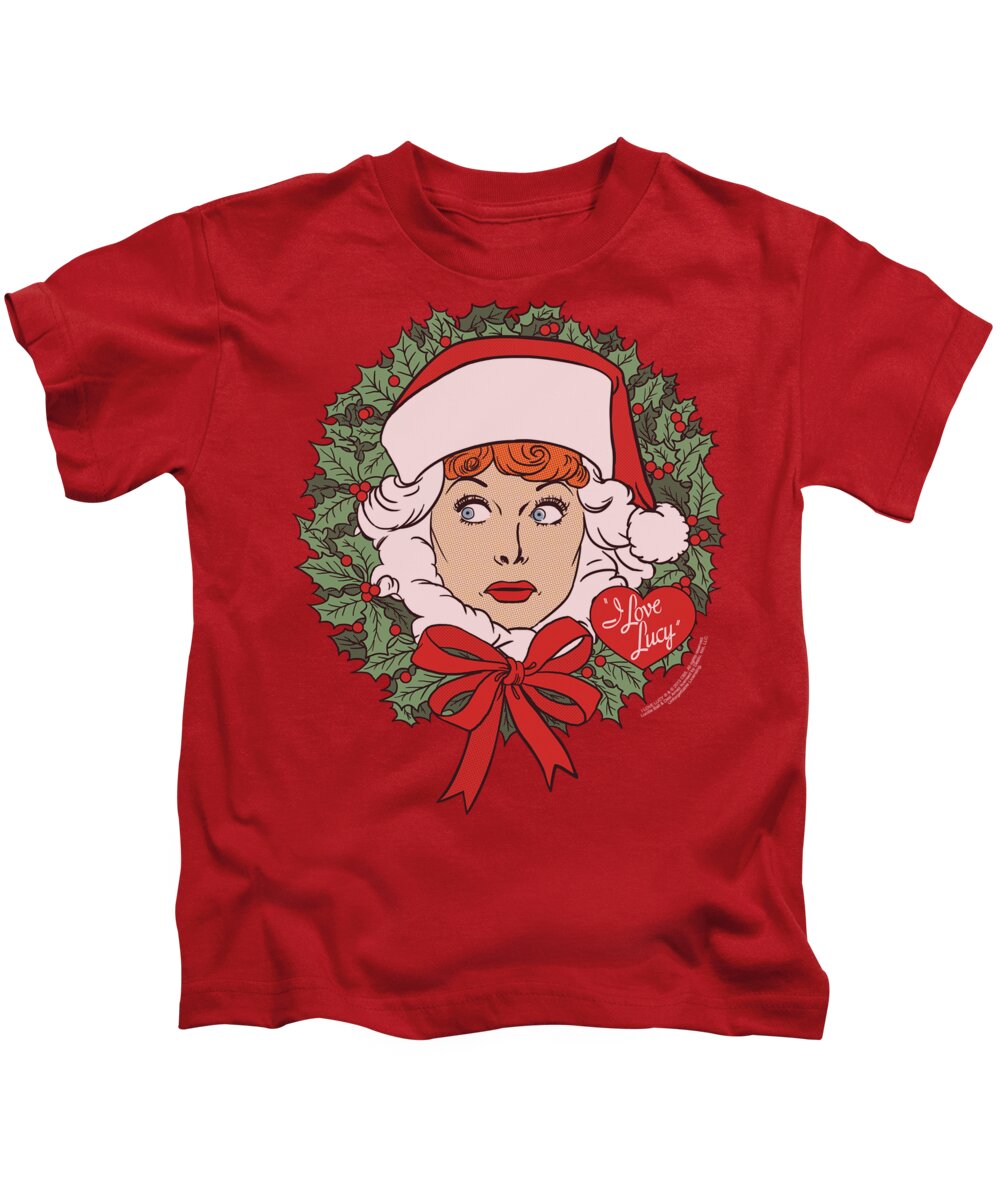 I Love Lucy Kids T-Shirt featuring the digital art Lucy - Wreath by Brand A
