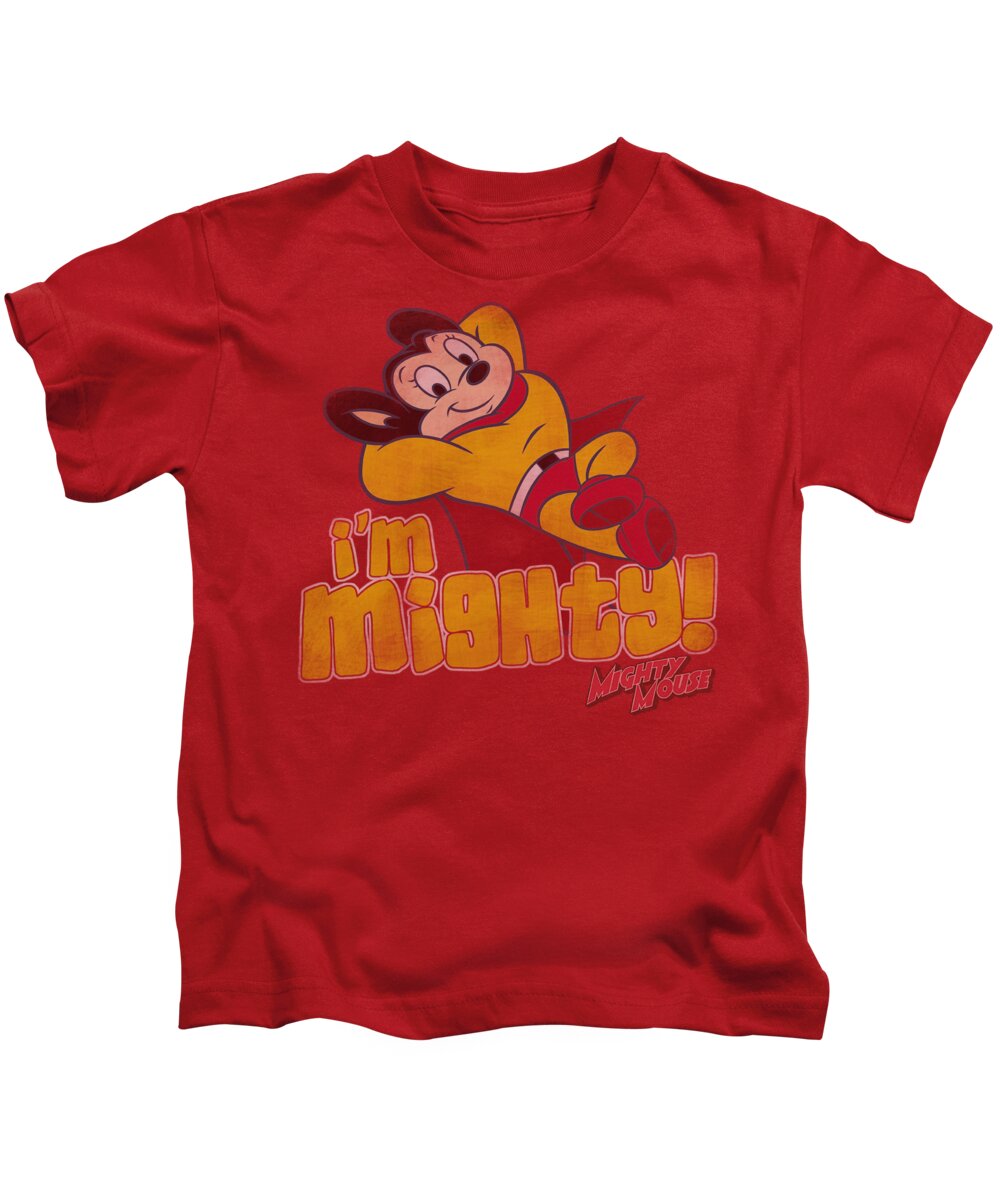 Mighty Mouse Kids T-Shirt featuring the digital art Mighty Mouse - I'm Mighty by Brand A