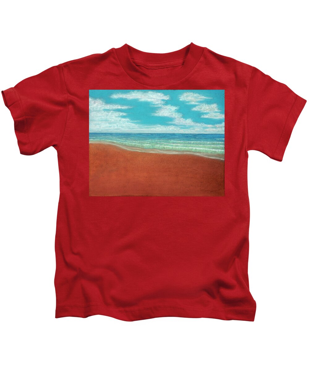 Moonset Kids T-Shirt featuring the pastel Moonset A by Michael Heikkinen