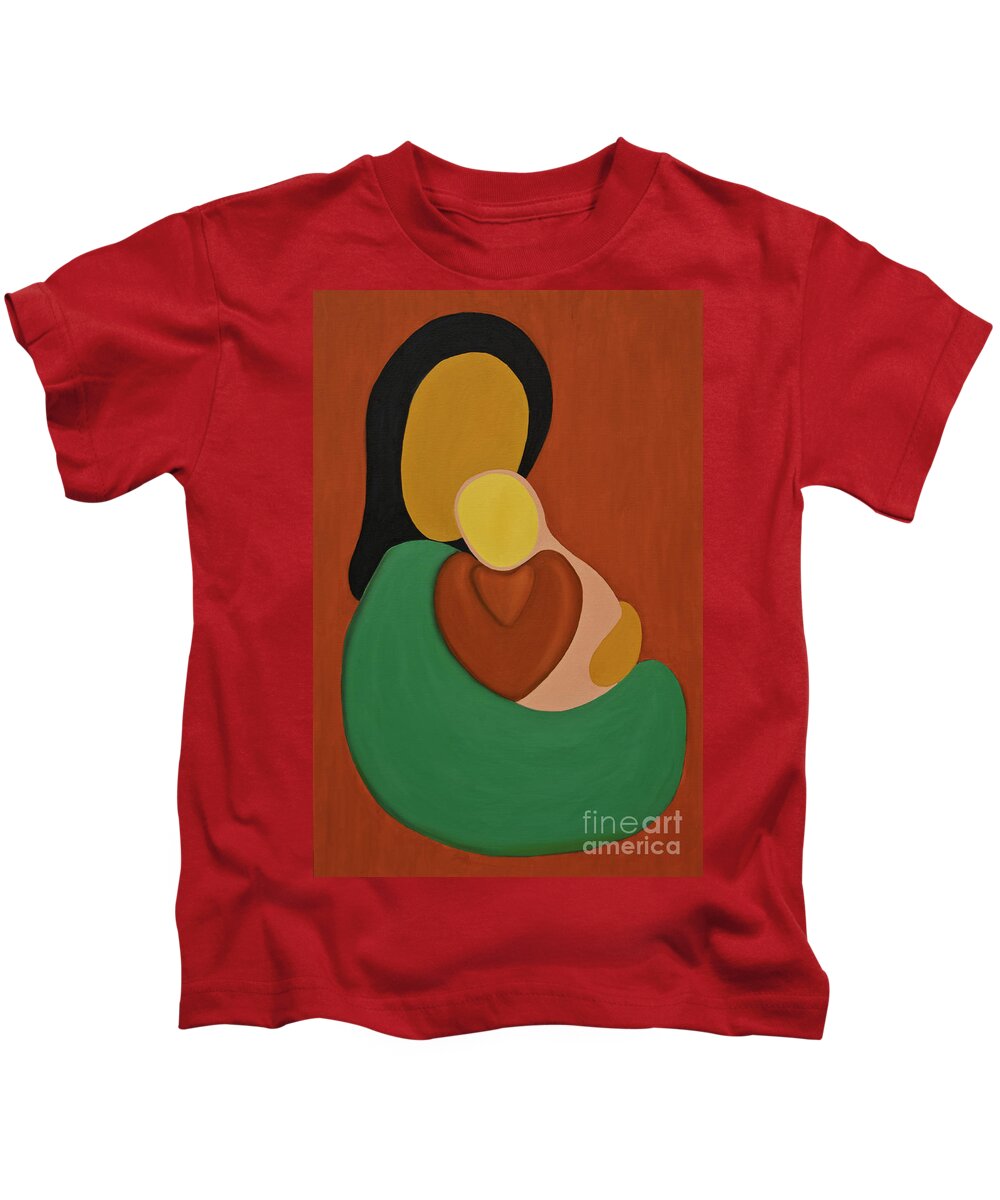 Mother Kids T-Shirt featuring the painting Mother And Daughter by James Lavott