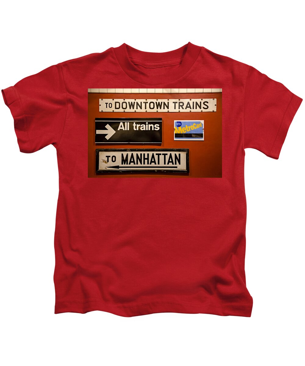 America Kids T-Shirt featuring the photograph NYC Subway Signs by Susan Candelario