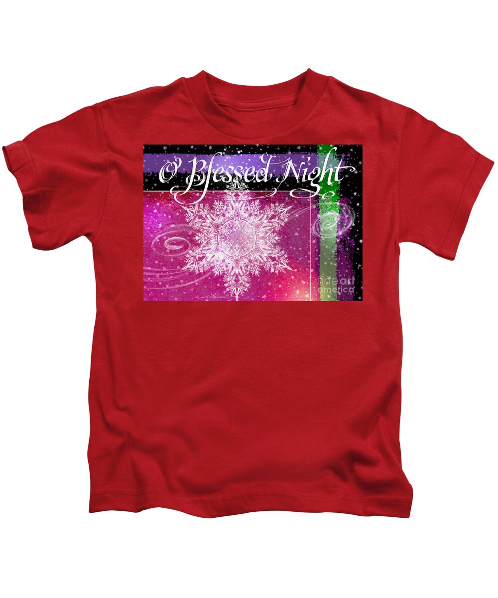 Christmas Kids T-Shirt featuring the digital art O Blessed Night Greeting by Randy Wollenmann