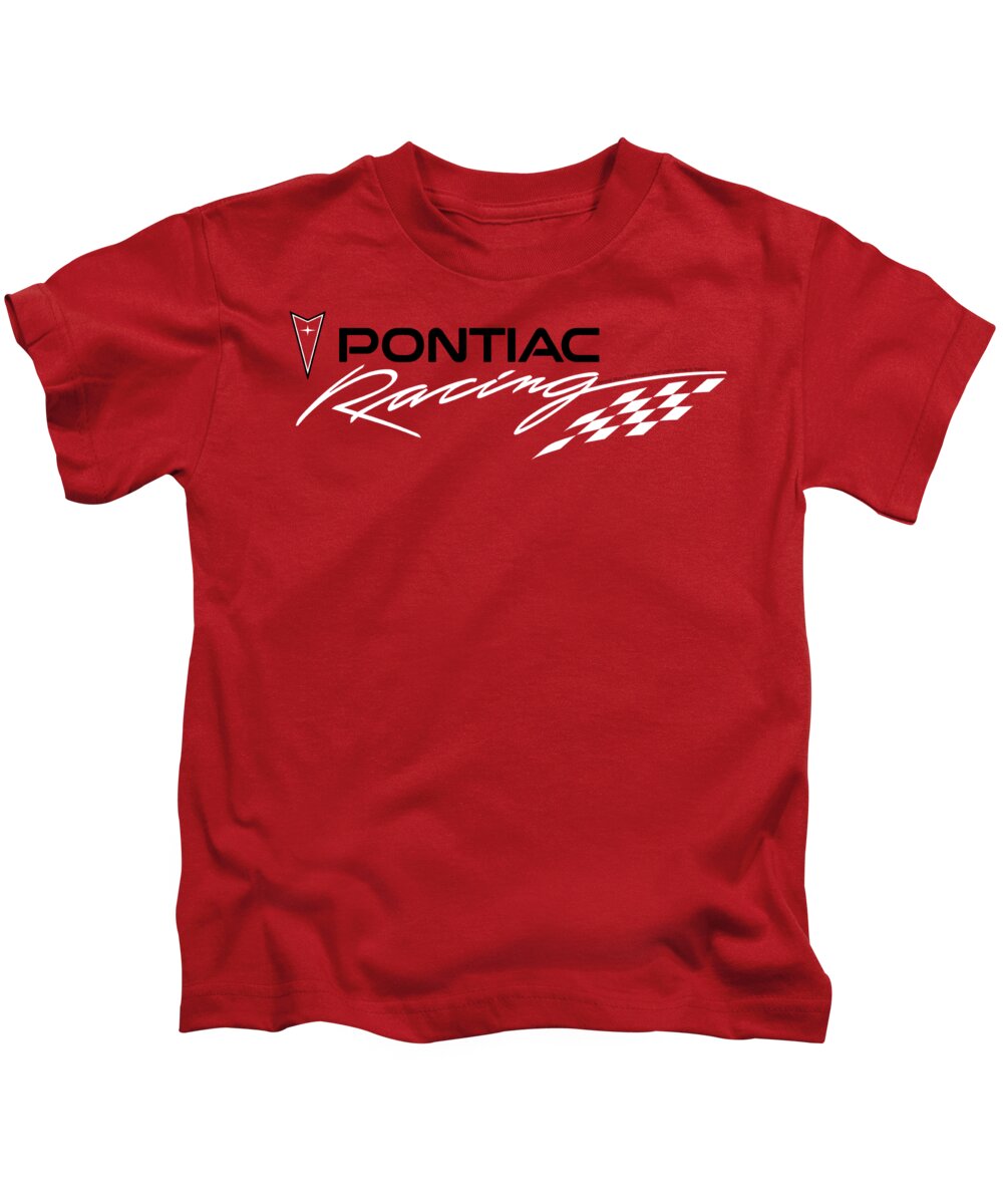 Logo Kids T-Shirt featuring the digital art Pontiac - Red Pontiac Racing by Brand A