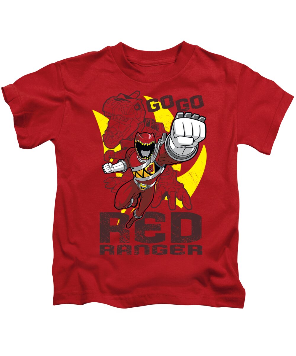  Kids T-Shirt featuring the digital art Power Rangers - Go Red by Brand A
