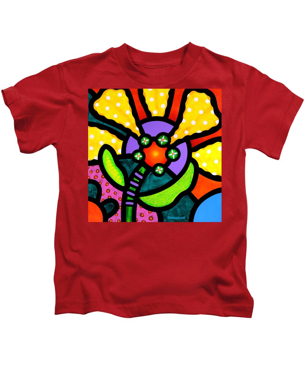 Abstract Kids T-Shirt featuring the painting Prairie Sunflower by Steven Scott