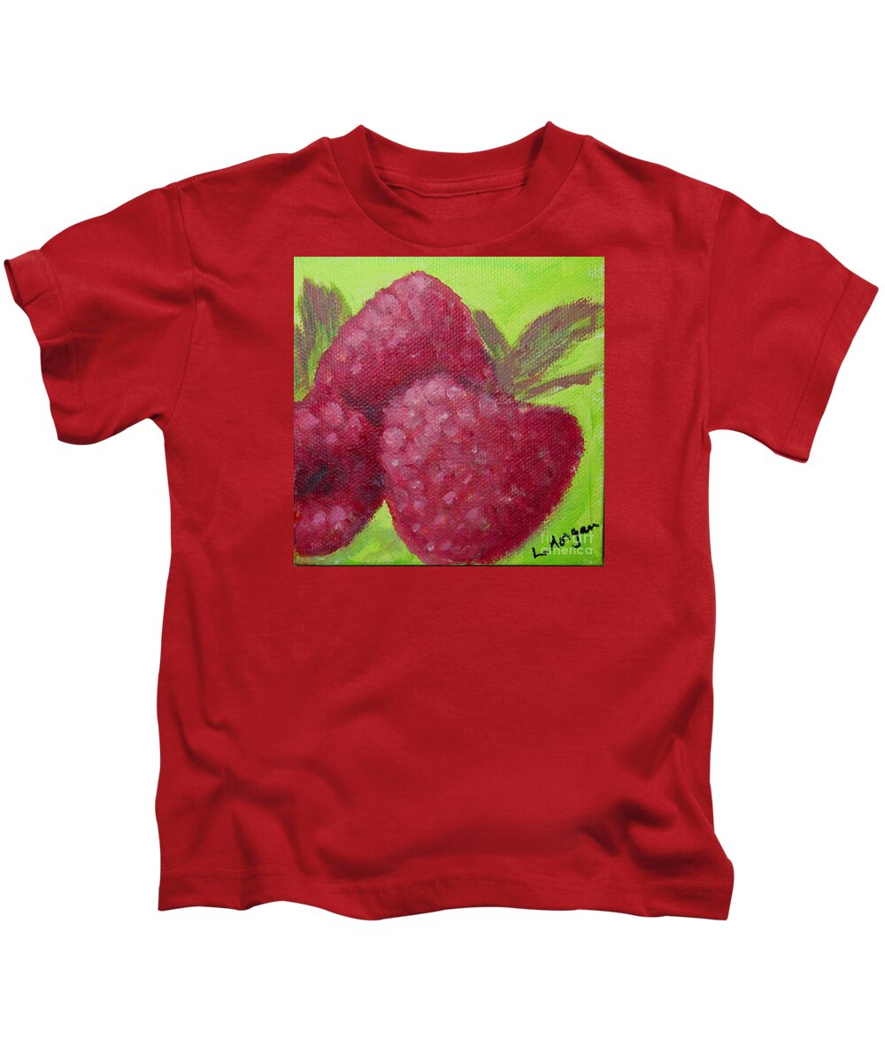 Raspberry Kids T-Shirt featuring the painting Raspberries by Laurie Morgan
