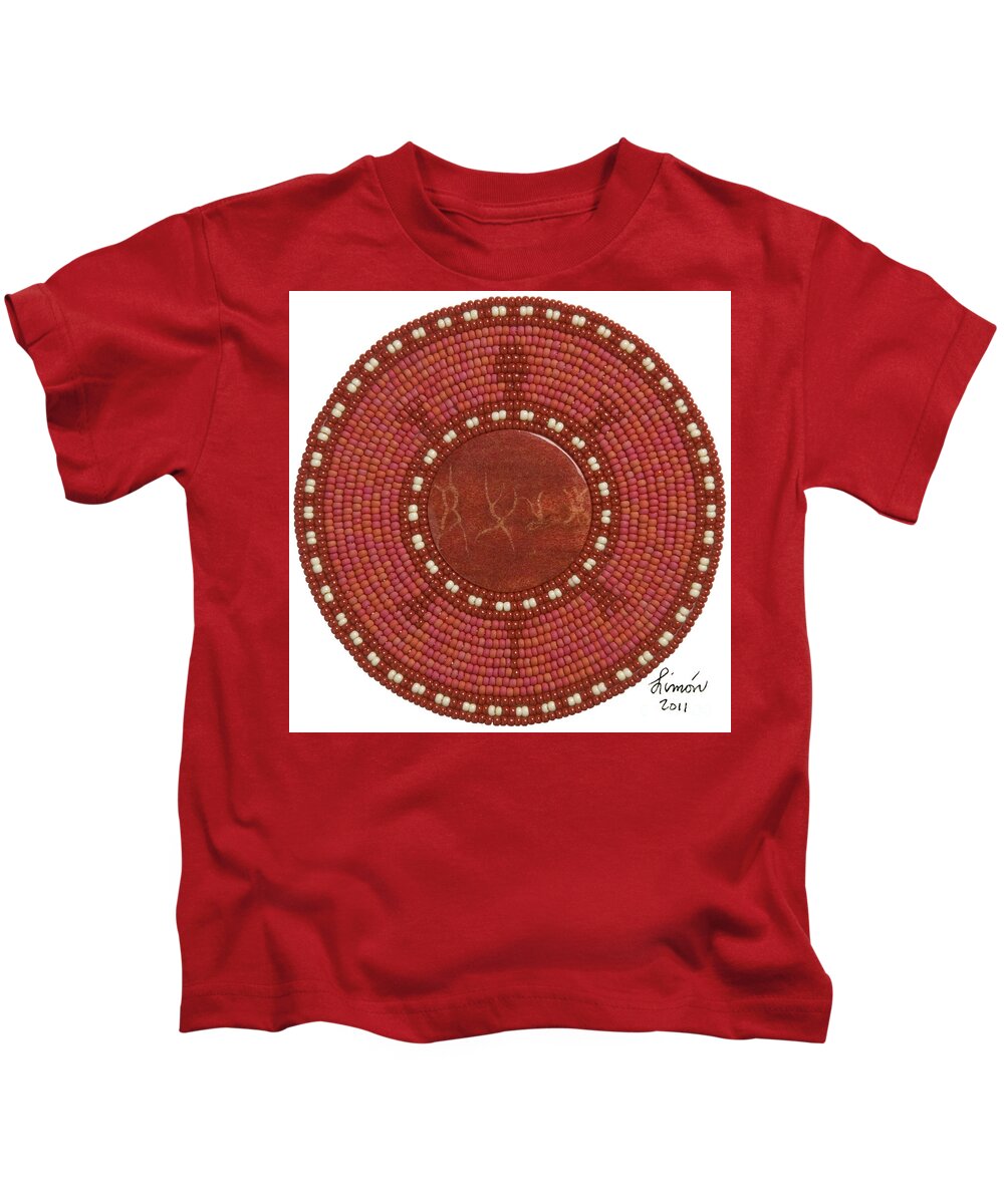 Red Kids T-Shirt featuring the mixed media Red Coral by Douglas Limon