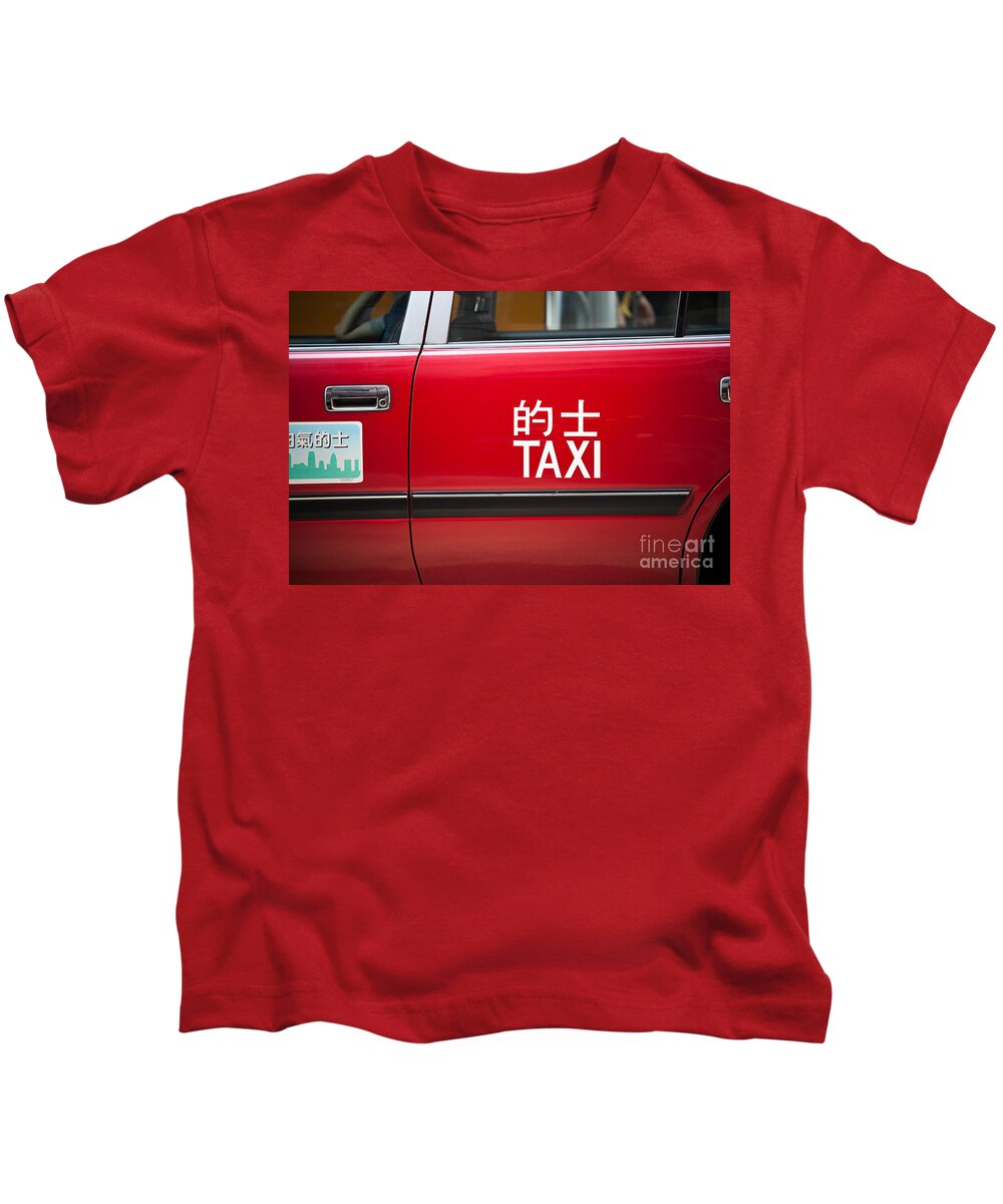 Taxi Kids T-Shirt featuring the photograph Red taxi - Hong Kong by Matteo Colombo