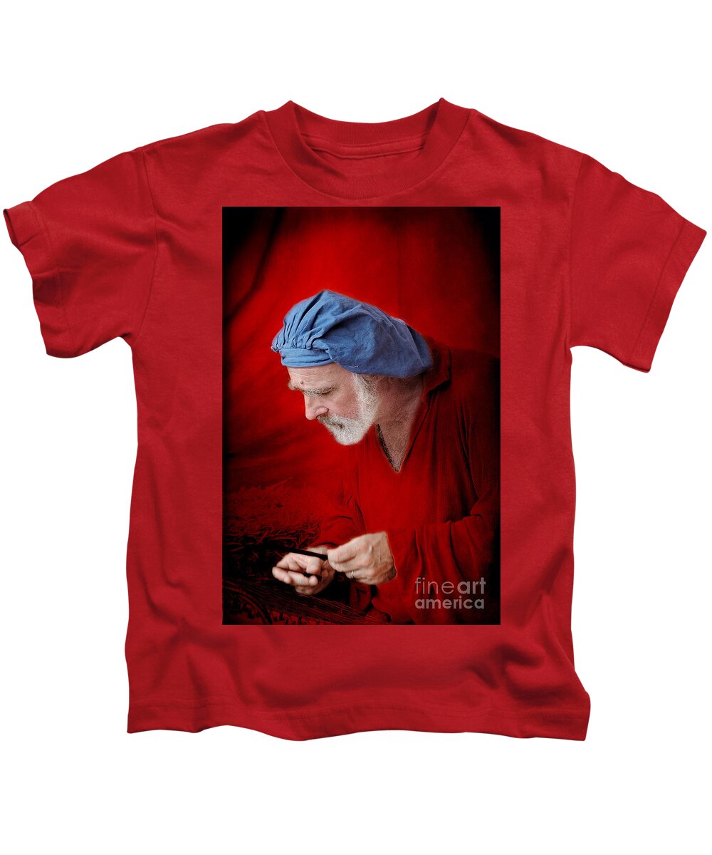 Musician Kids T-Shirt featuring the photograph Renaissance Music Man by Ellen Cotton