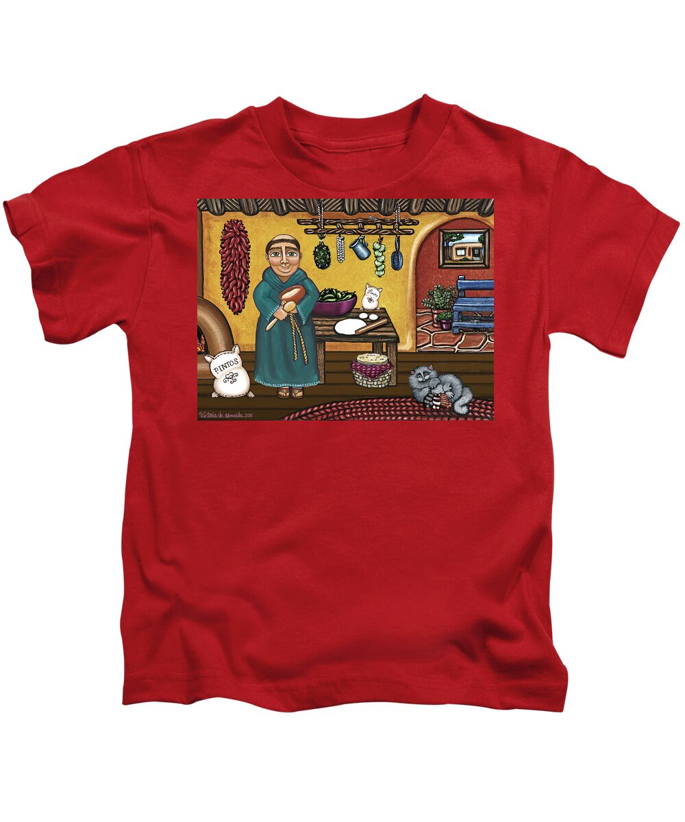 San Pascual Kids T-Shirt featuring the painting San Pascuals Kitchen by Victoria De Almeida