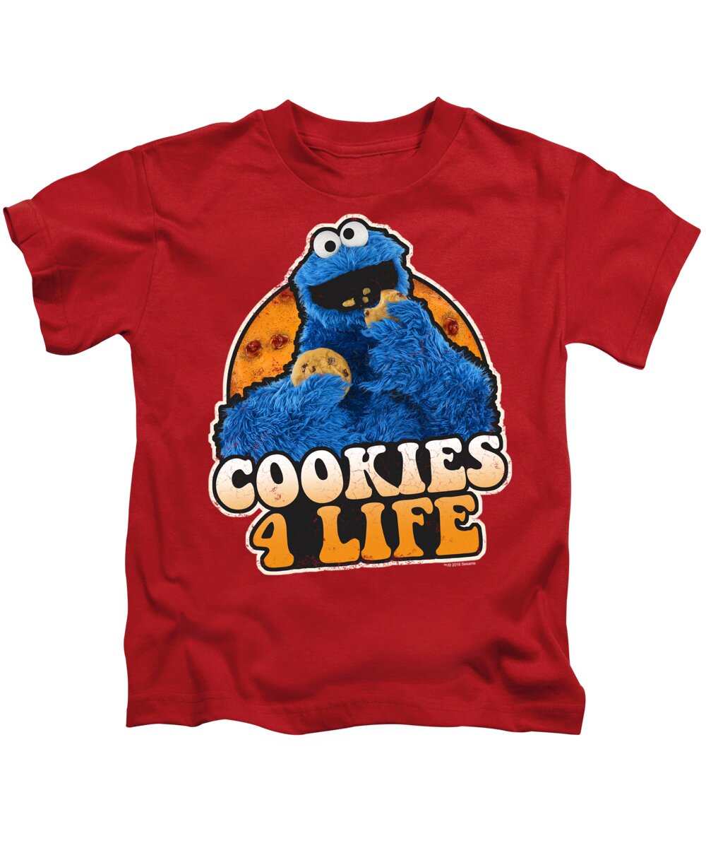  Kids T-Shirt featuring the digital art Sesame Street - Cookies 4 Life by Brand A