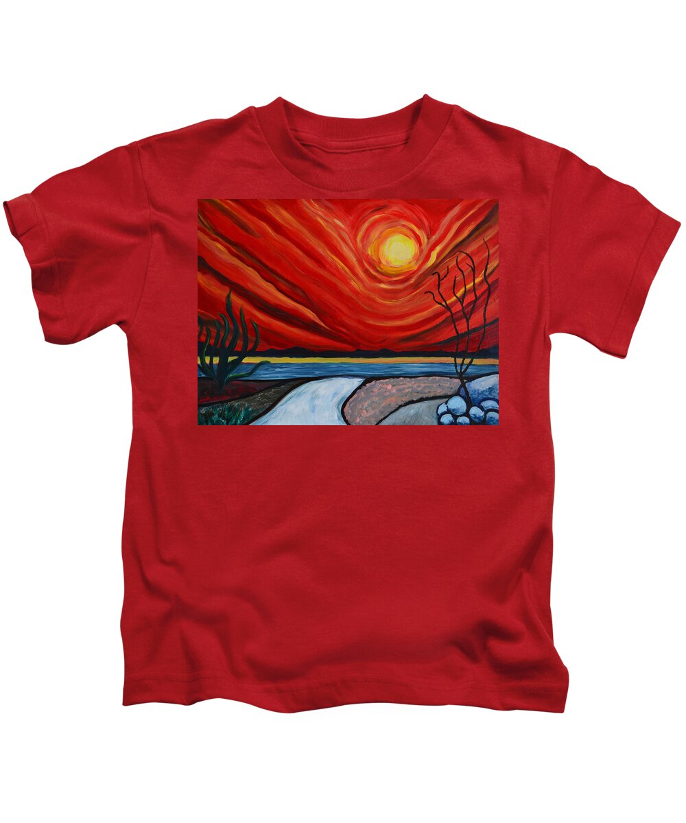 Sun Kids T-Shirt featuring the painting Southwest Desert Sun by Katy Hawk