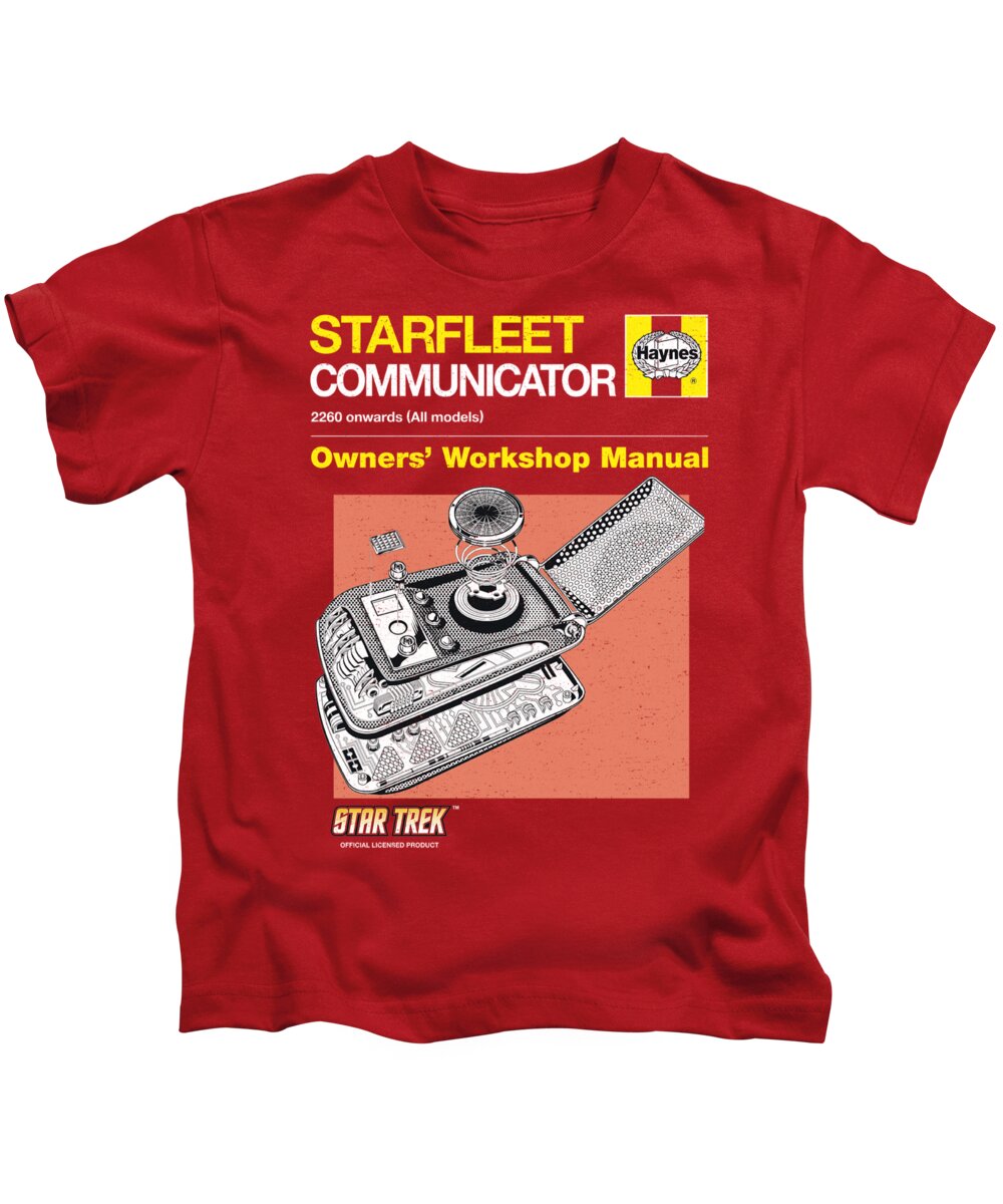  Kids T-Shirt featuring the digital art Star Trek - Comm Manual by Brand A