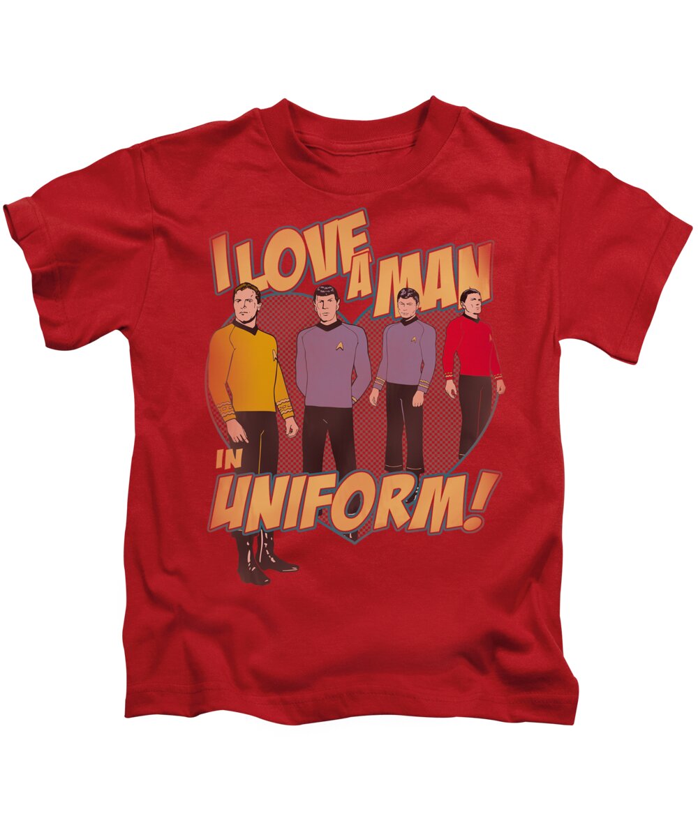 Star Trek Kids T-Shirt featuring the digital art Star Trek - Man In Uniform by Brand A