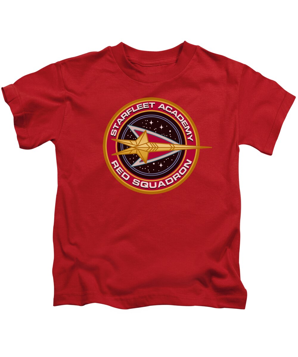 Star Trek Kids T-Shirt featuring the digital art Star Trek - Red Squadron by Brand A