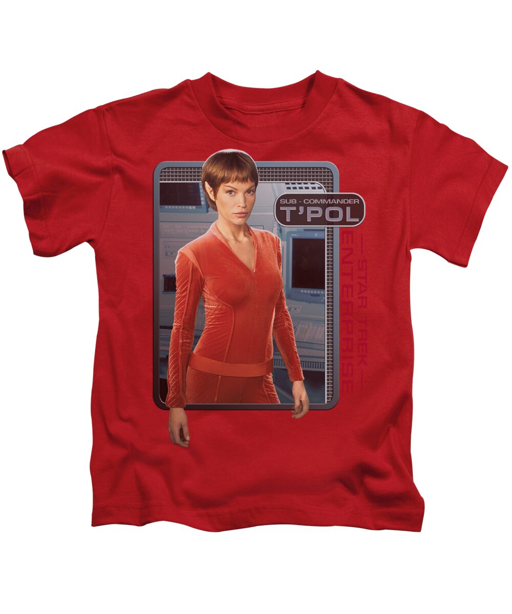 Star Trek Kids T-Shirt featuring the digital art Star Trek - T'pol by Brand A