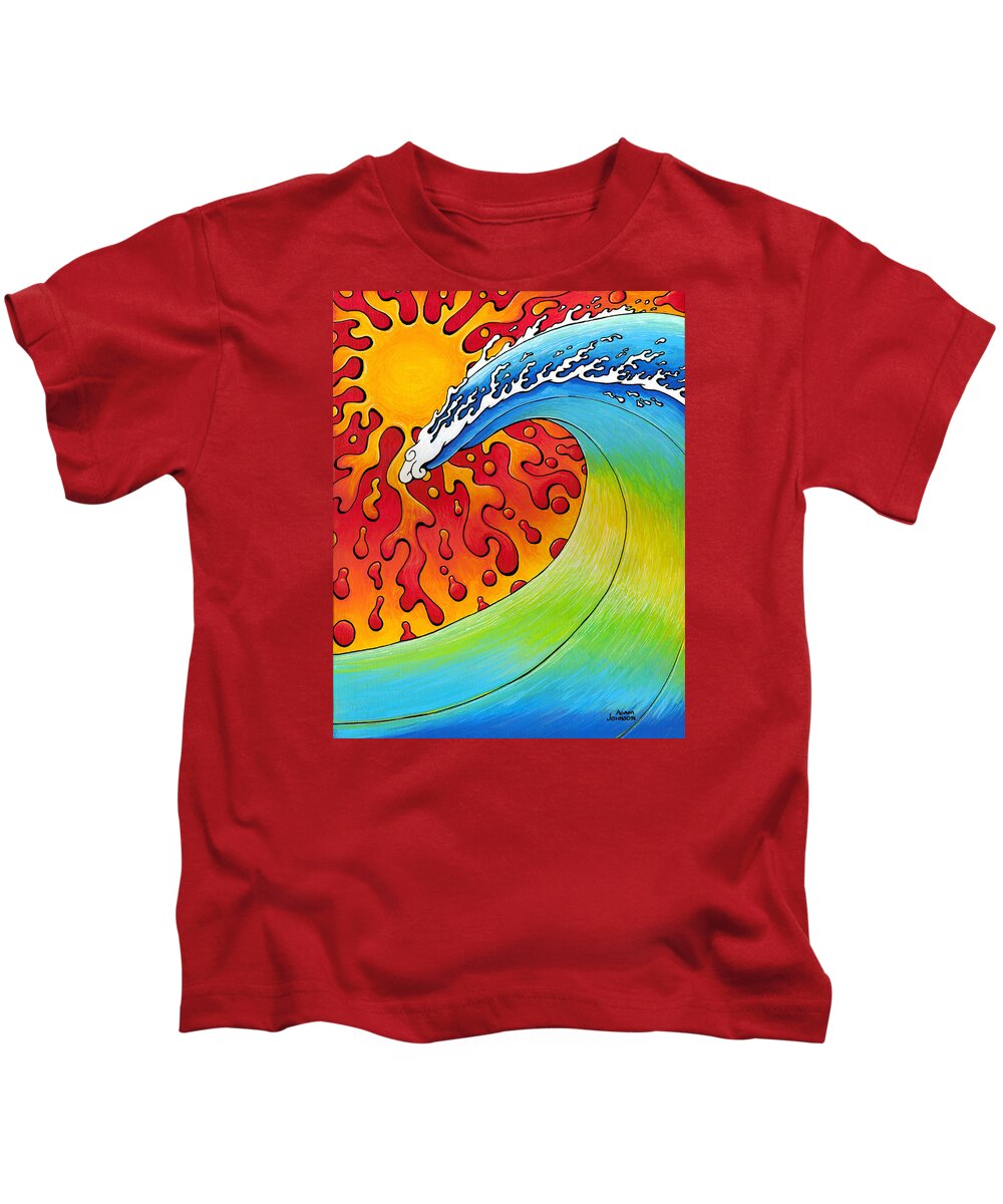 Surf Kids T-Shirt featuring the painting Sun and Surf by Adam Johnson