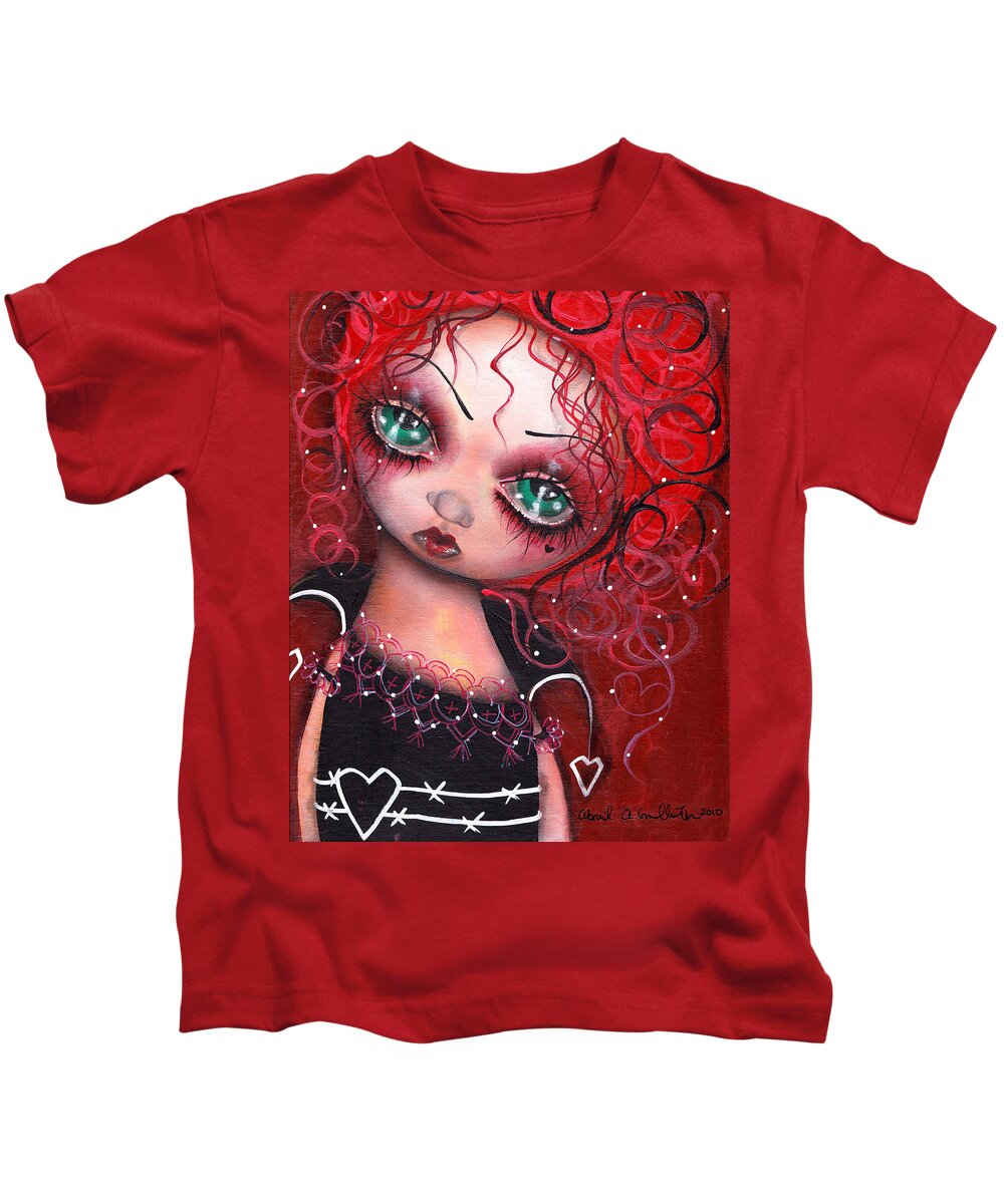 Alice In Wonderland Kids T-Shirt featuring the painting The Queen by Abril Andrade